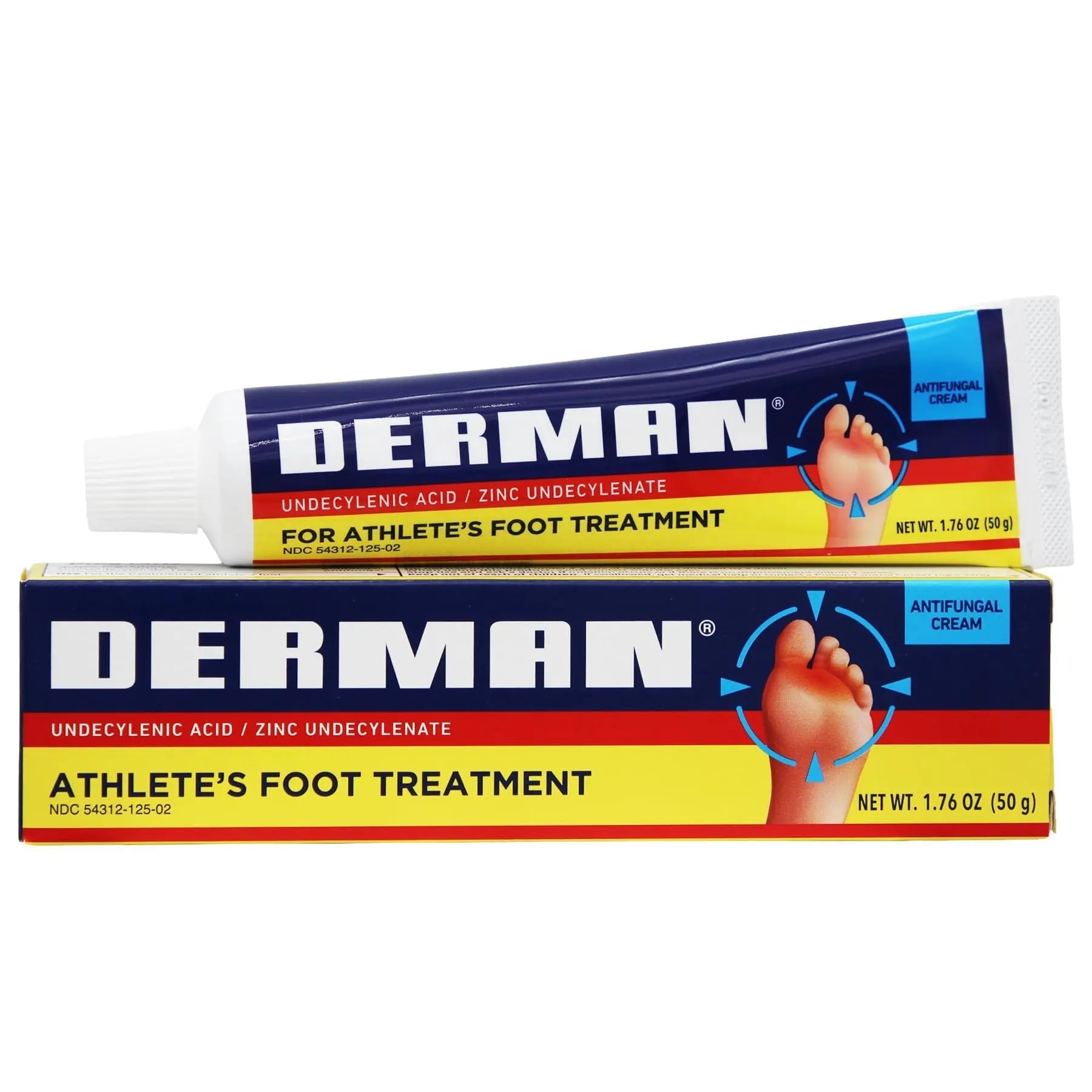 Derman Cream for The Treatment of Athlete's Foot, 2-Pack of 1.76 Oz Each, 2 Tubes - TrustMedUSA