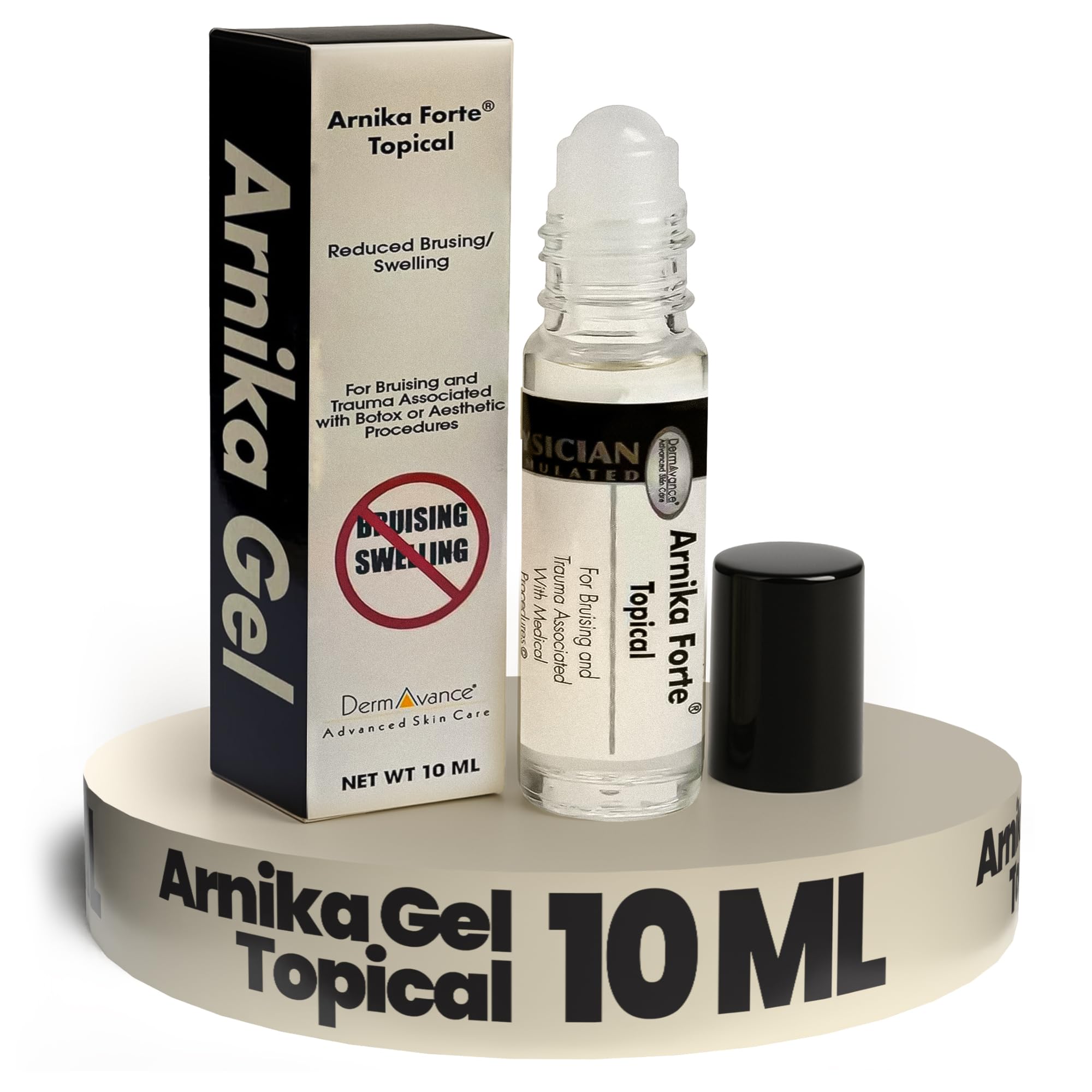 DermAvance Arnika Forte Topical Roll-On, Arnica Gel for Bruising and Swelling After Surgery, Easy-to-Use Arnica Gel Topical for Post-Surgical Care and Sports Injuries, Clear, 10 ml - TrustMedUSA