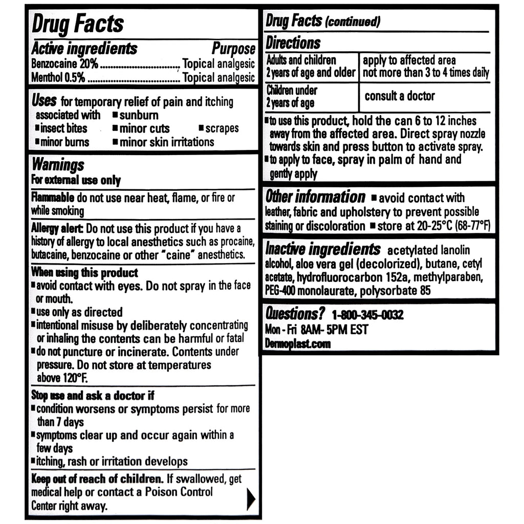 Dermoplast Pain, Burn & Itch Relief Spray for Minor Cuts, Burns and Bug Bites, 2.75 Oz (Packaging May Vary) - TrustMedUSA