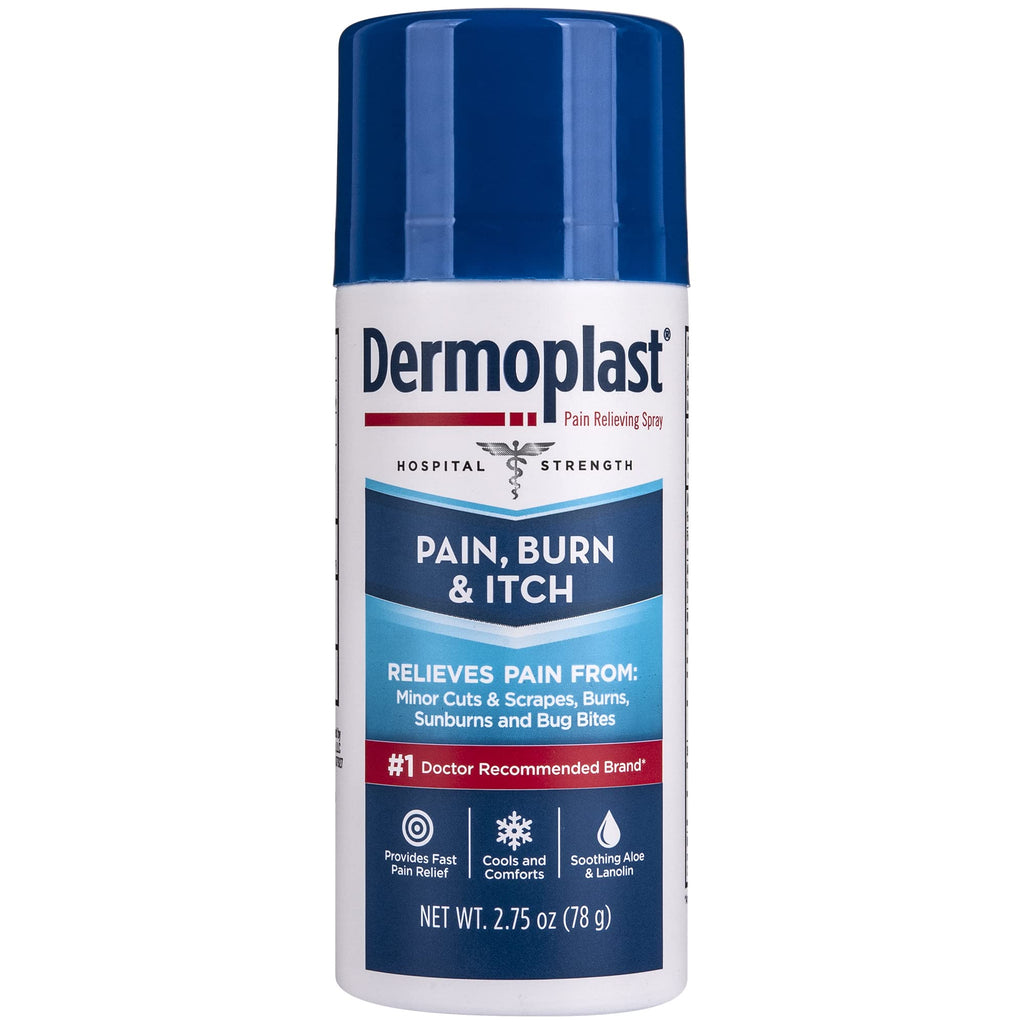 Dermoplast Pain, Burn & Itch Relief Spray for Minor Cuts, Burns and Bug Bites, 2.75 Oz (Packaging May Vary) - TrustMedUSA