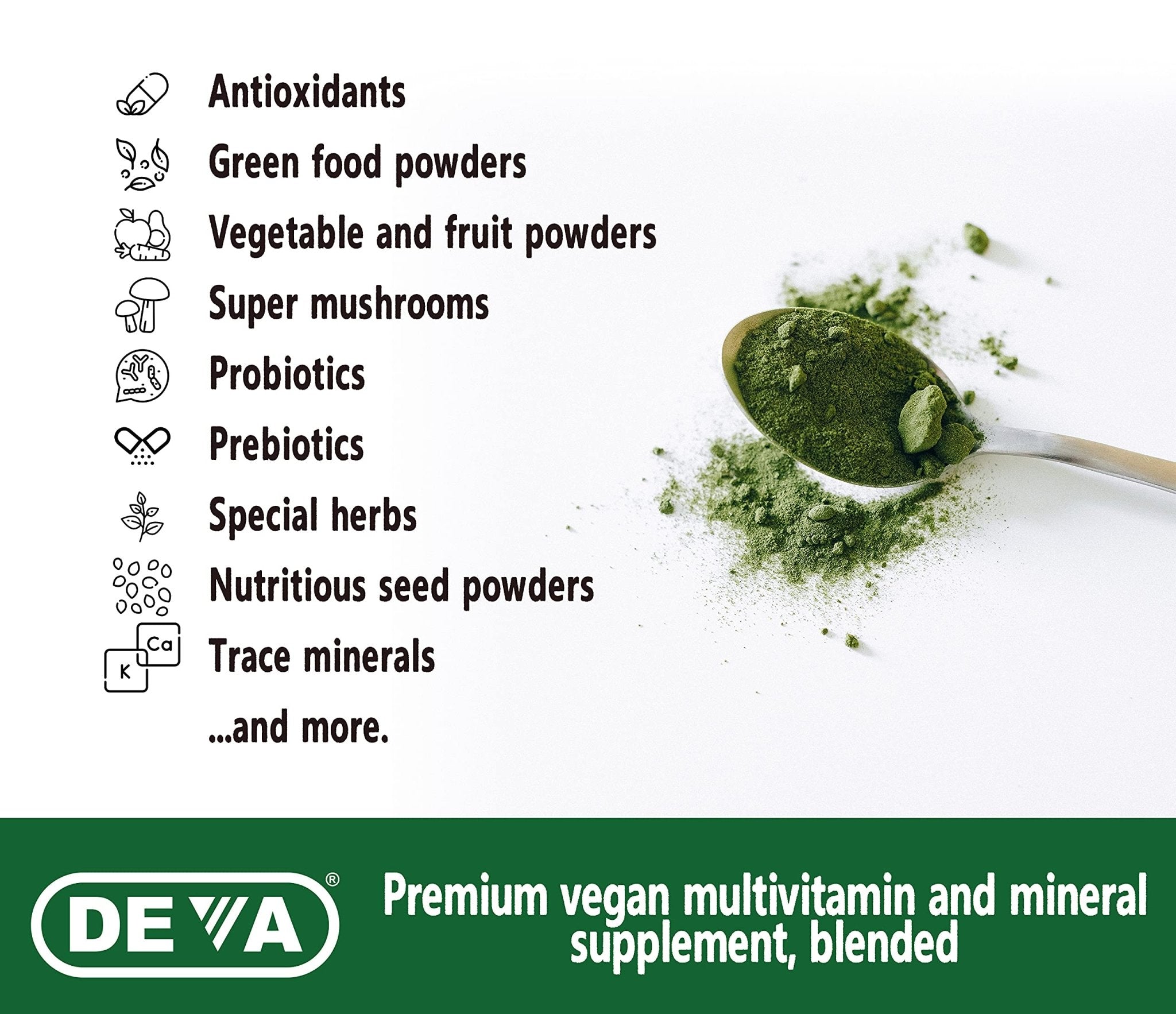 DEVA Tuba Prime Vegan Multivitamin - High-Potency Vitamin and Mineral Dietary Supplement - Antioxidants, Fruit and Vegetable Blend, Super Mushrooms, Probiotics, Prebiotics, Seeds, Herbs - 90 Tablets - TrustMedUSA