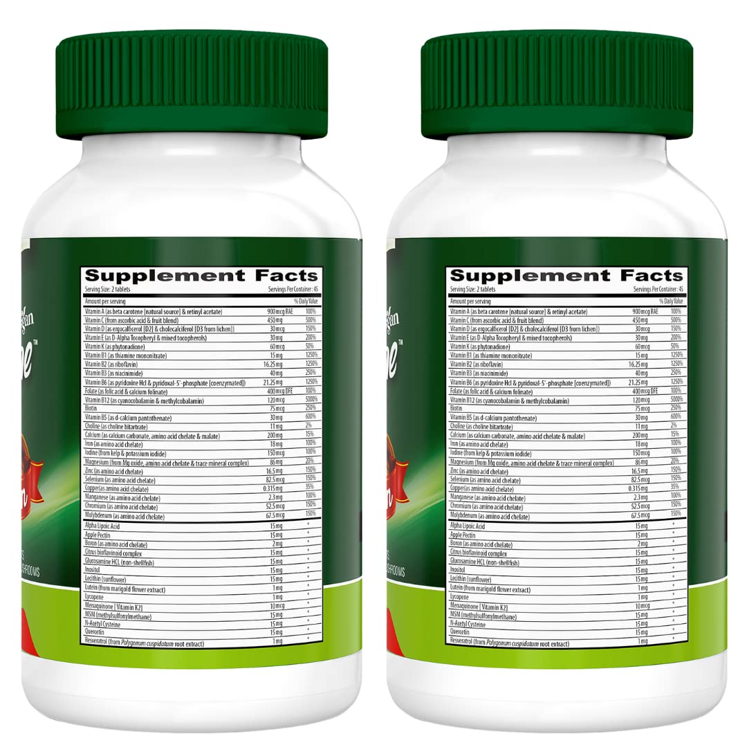 DEVA Tuba Prime Vegan Multivitamin Iron-Free High-Potency Vitamin & Mineral Dietary Supplement Antioxidants, Fruit & Veg Blend, Super Mushrooms, Probiotics, Prebiotics, Seeds, Herbs 90 Tabs 2-Pack - TrustMedUSA