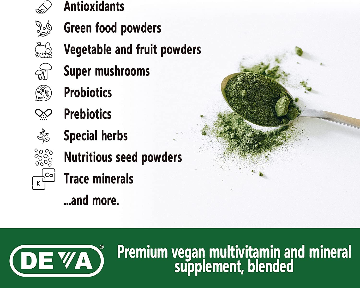 DEVA Tuba Prime Vegan Multivitamin Iron-Free High-Potency Vitamin & Mineral Dietary Supplement Antioxidants, Fruit & Veg Blend, Super Mushrooms, Probiotics, Prebiotics, Seeds, Herbs 90 Tabs 2-Pack - TrustMedUSA