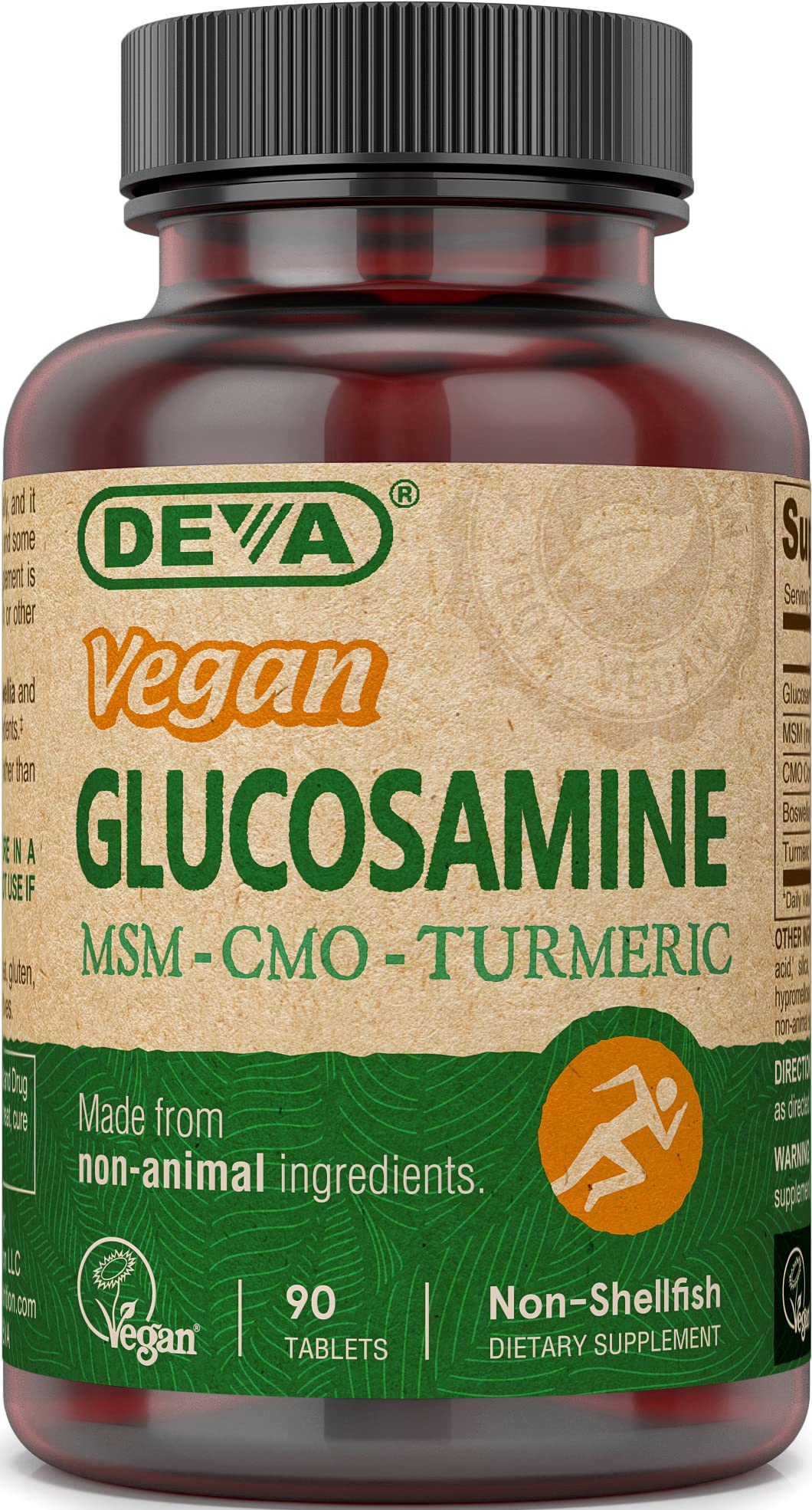 Deva Vegan Glucosamine-MSM-CMO & Turmeric Supplement - Gluten Free Plant Based Nutritional Supplement - 90 Tablets, 1-Pack - TrustMedUSA