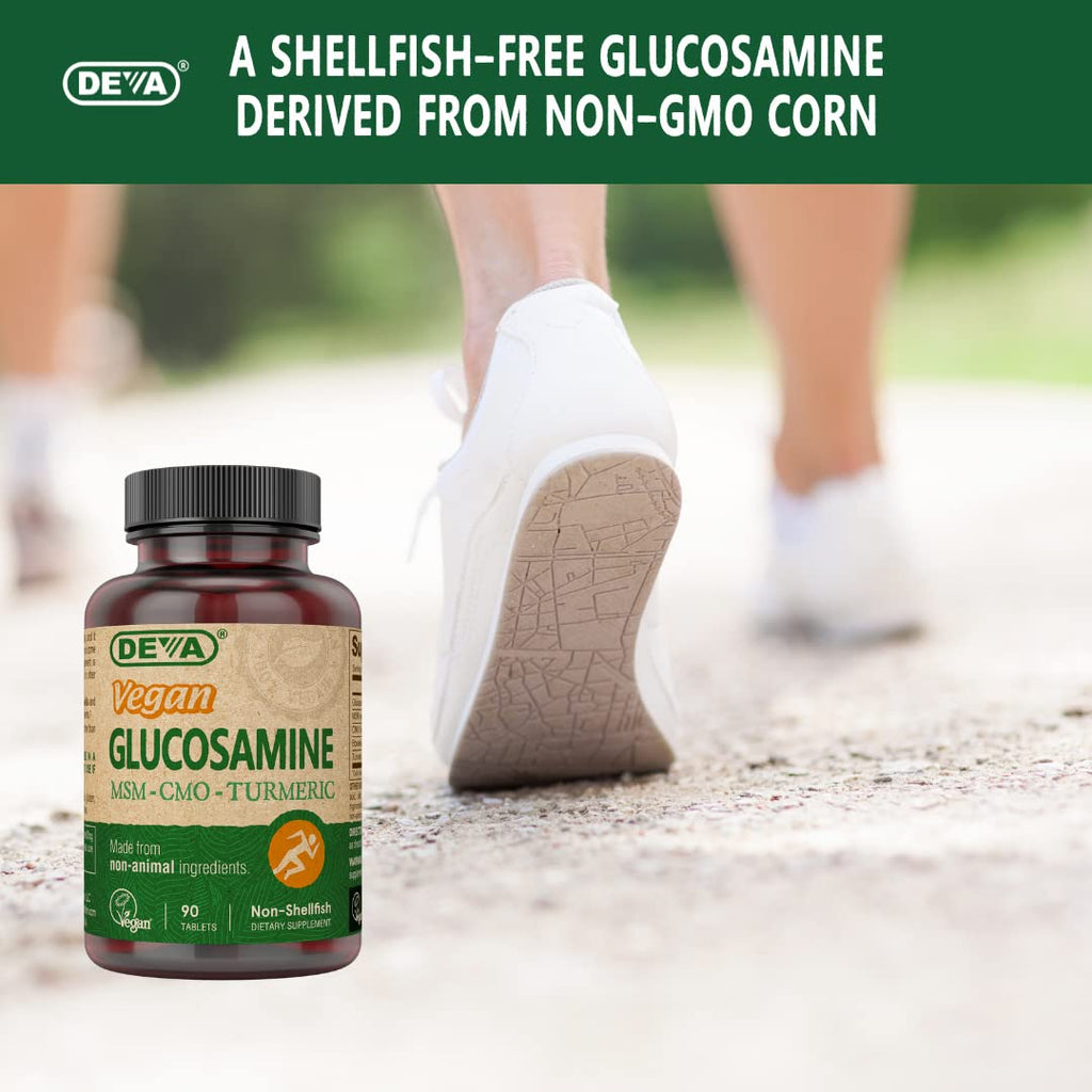 Deva Vegan Glucosamine-MSM-CMO & Turmeric Supplement - Gluten Free Plant Based Nutritional Supplement - 90 Tablets, 1-Pack - TrustMedUSA