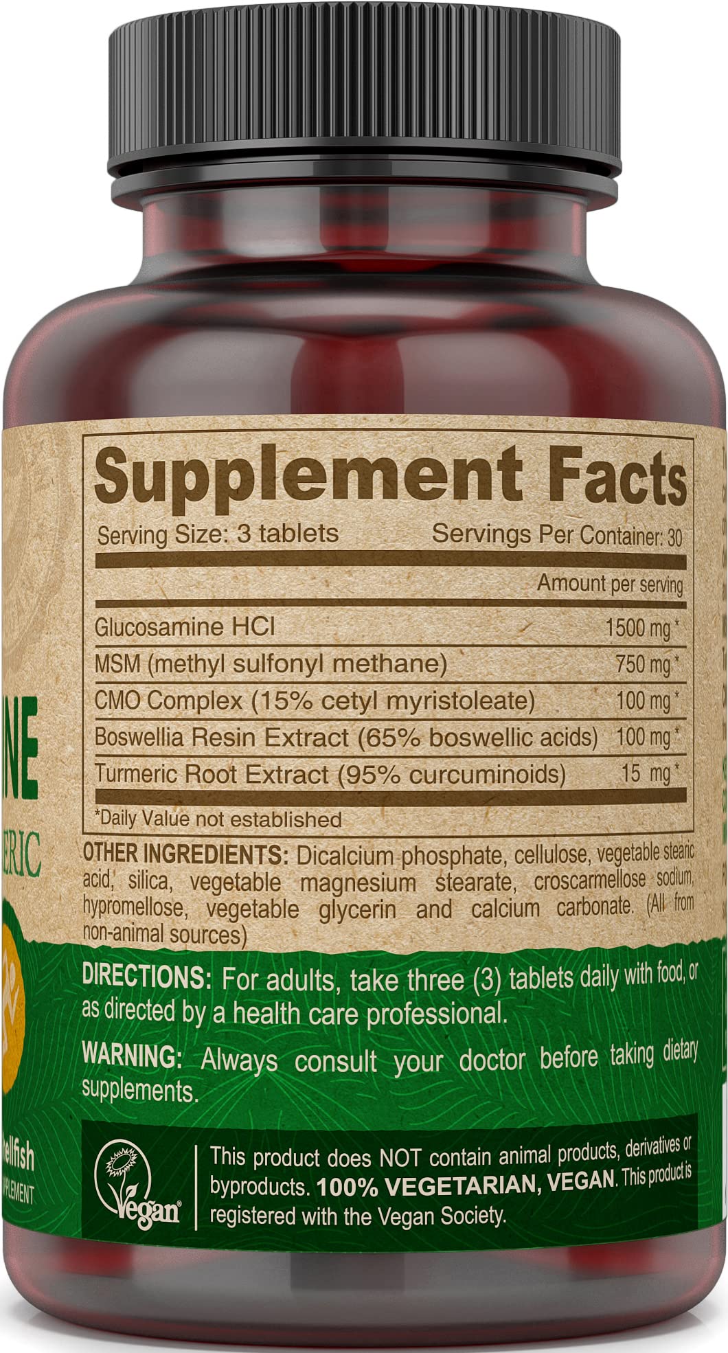Deva Vegan Glucosamine-MSM-CMO & Turmeric Supplement - Gluten Free Plant Based Nutritional Supplement - 90 Tablets, 1-Pack - TrustMedUSA