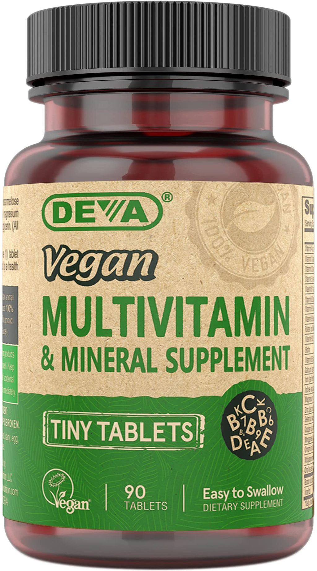 DEVA Vegan Multivitamin for Women & Men with Iron, Vitamin C, E, B Complex Vitamins, Zinc, 90 Tiny Tablets - TrustMedUSA