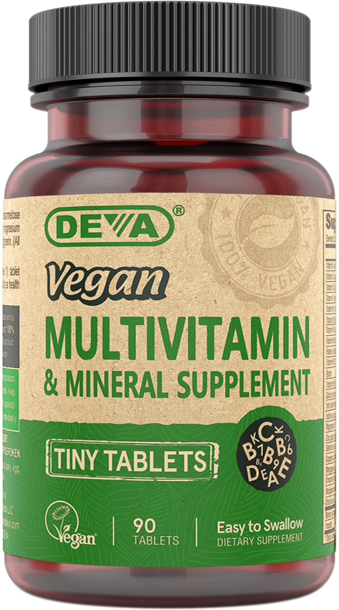 DEVA Vegan Multivitamin for Women & Men with Iron, Vitamin C, E, B Complex Vitamins, Zinc, 90 Tiny Tablets - TrustMedUSA