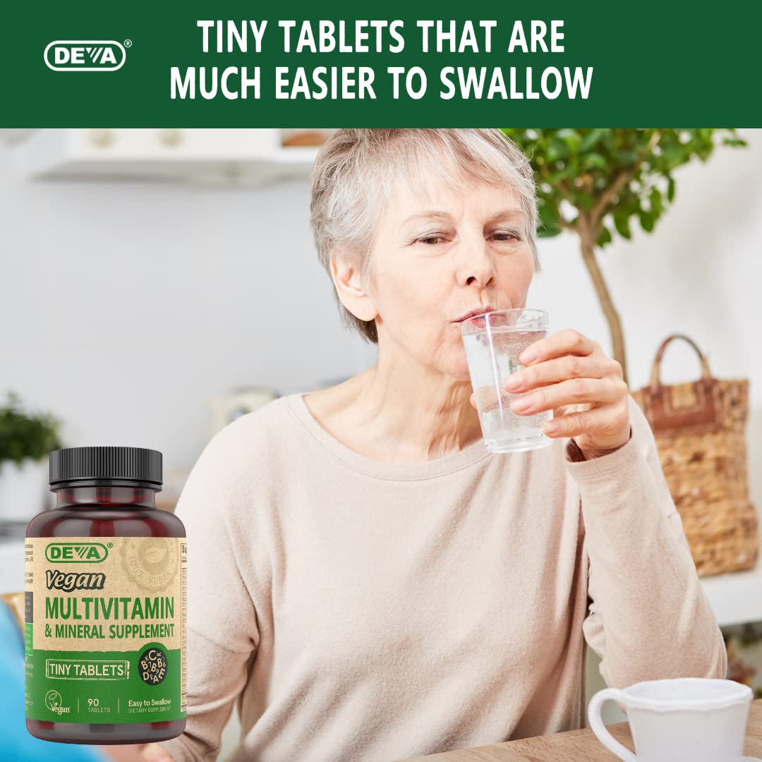 DEVA Vegan Multivitamin for Women & Men with Iron, Vitamin C, E, B Complex Vitamins, Zinc, 90 Tiny Tablets - TrustMedUSA