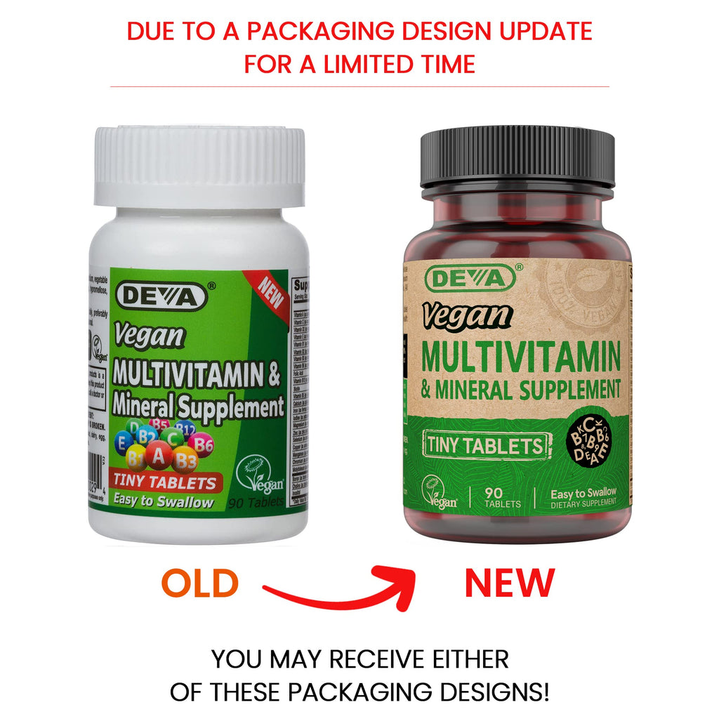 DEVA Vegan Multivitamin for Women & Men with Iron, Vitamin C, E, B Complex Vitamins, Zinc, 90 Tiny Tablets - TrustMedUSA