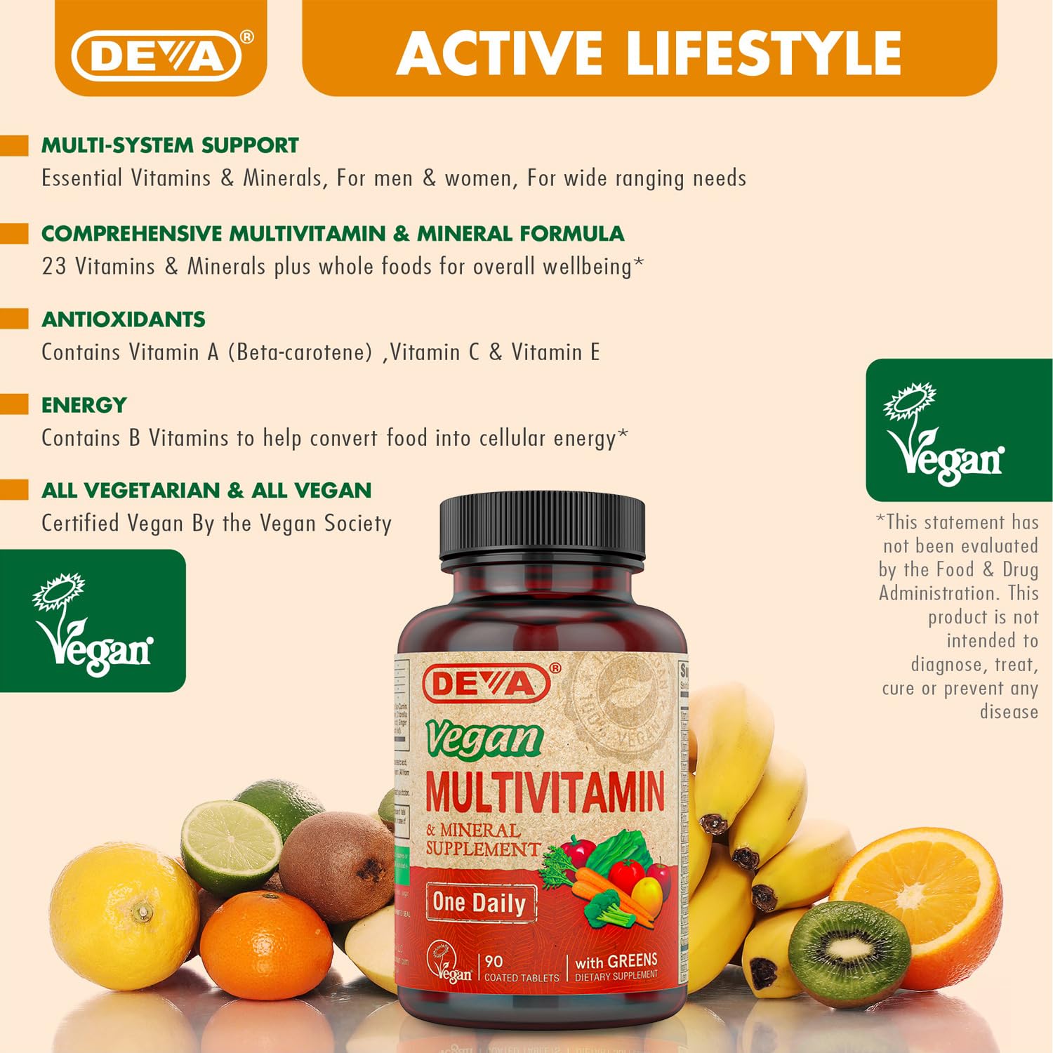 DEVA Vegan Multivitamin & Mineral Supplement with Iron 2-Pack, Spirulina, Chlorella, Ashwagandha, Broccoli & More, 90 Coated Tablets Each - TrustMedUSA