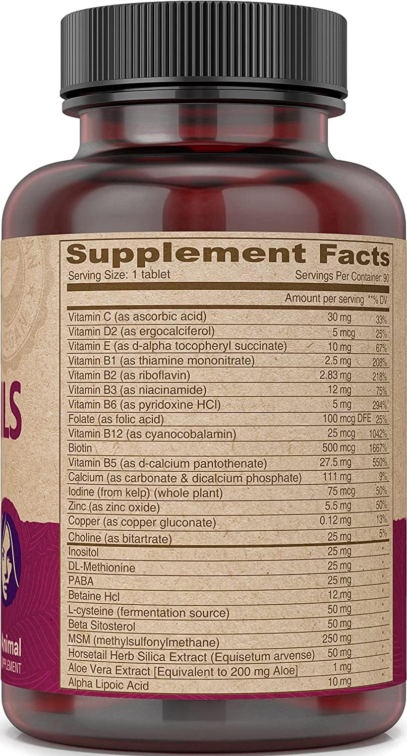 DEVA Vegan Vitamins Hair, Nails & Skin Supplement with 500 mcg of Biotin Per Tablet 90 Tablets (Pack of 2) - TrustMedUSA