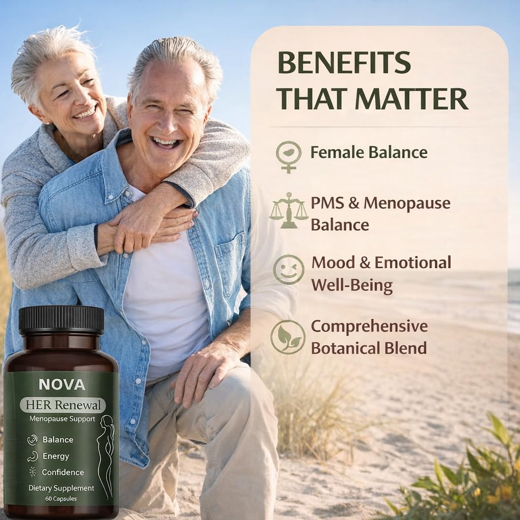 DFTLUUE NOVA Menopause Relief Support for Her - Probiotic Estrogen Balance Formula with Curcuminoids & Botanical Extracts – Supports Hormonal Balance, Comfort & Daily Well-Being – 60 Capsules (1) - TrustMedUSA