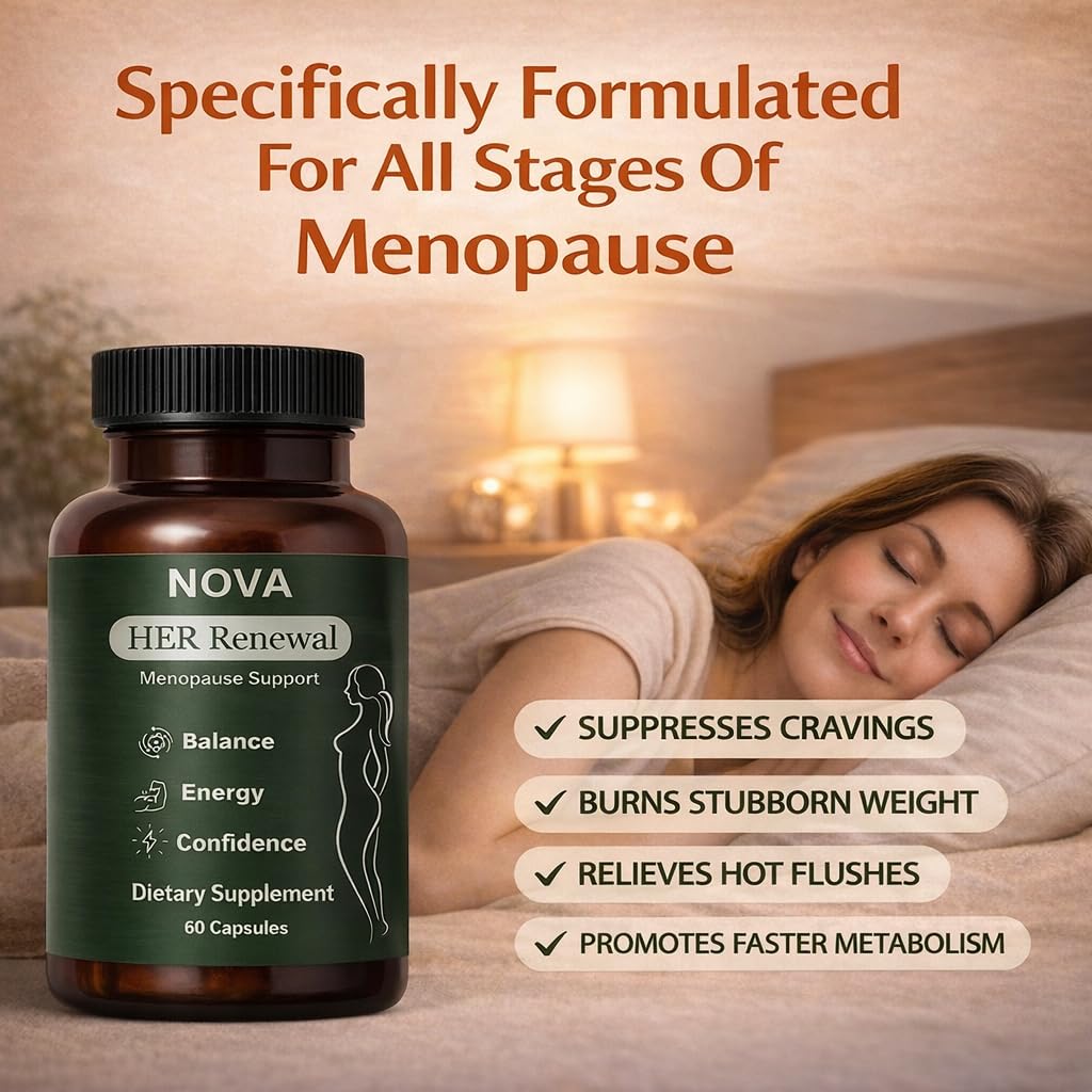 DFTLUUE NOVA Menopause Relief Support for Her - Probiotic Estrogen Balance Formula with Curcuminoids & Botanical Extracts – Supports Hormonal Balance, Comfort & Daily Well-Being – 60 Capsules (1) - TrustMedUSA