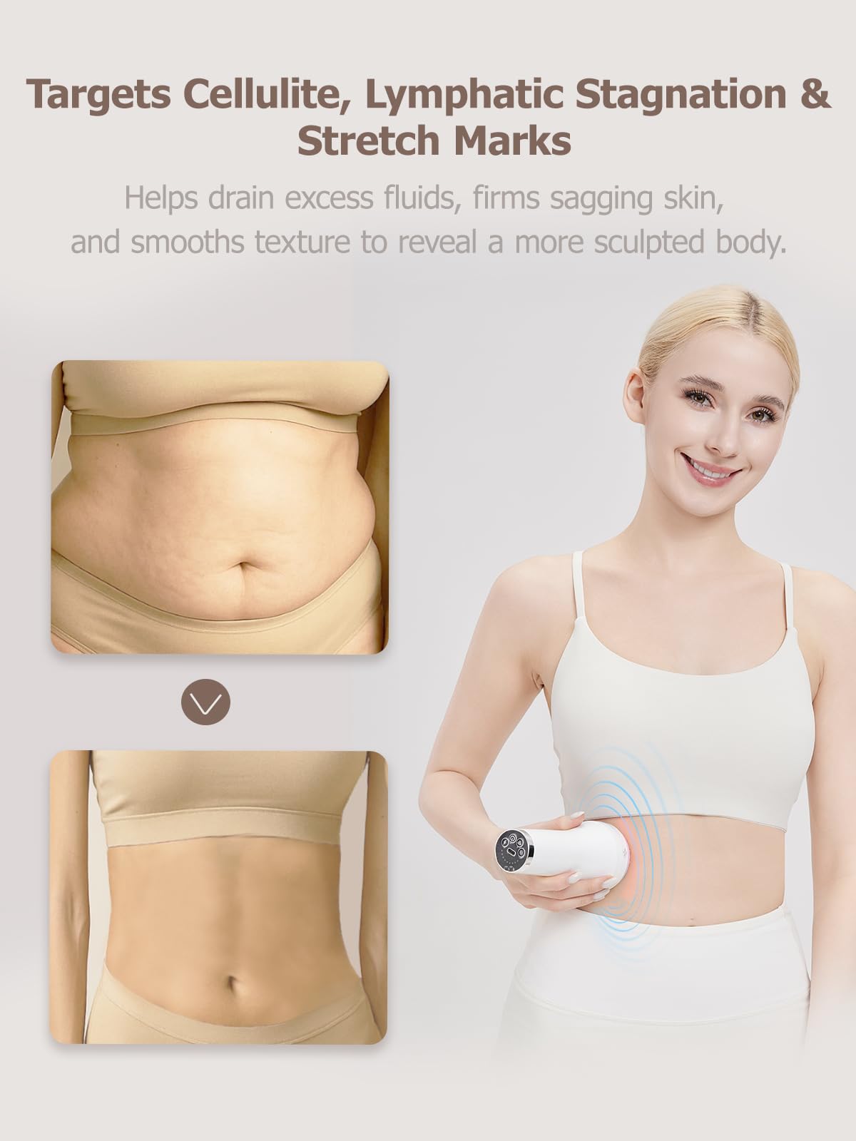 DiDEER Lymphatic Drainage Massager & Anti Cellulite Massage Tool, for Legs, Arms & Belly, Body,Helps Reduce Stretch Marks & Cellulite,with Microcurrent, Light Heat & Vibration - Maple Wellness Supplements