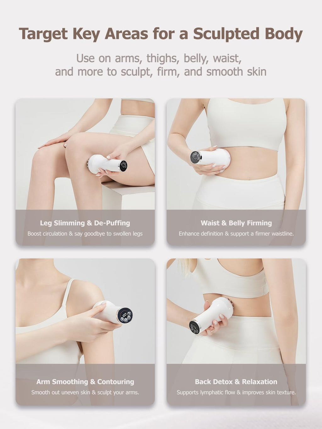 DiDEER Lymphatic Drainage Massager & Anti Cellulite Massage Tool, for Legs, Arms & Belly, Body,Helps Reduce Stretch Marks & Cellulite,with Microcurrent, Light Heat & Vibration - Maple Wellness Supplements