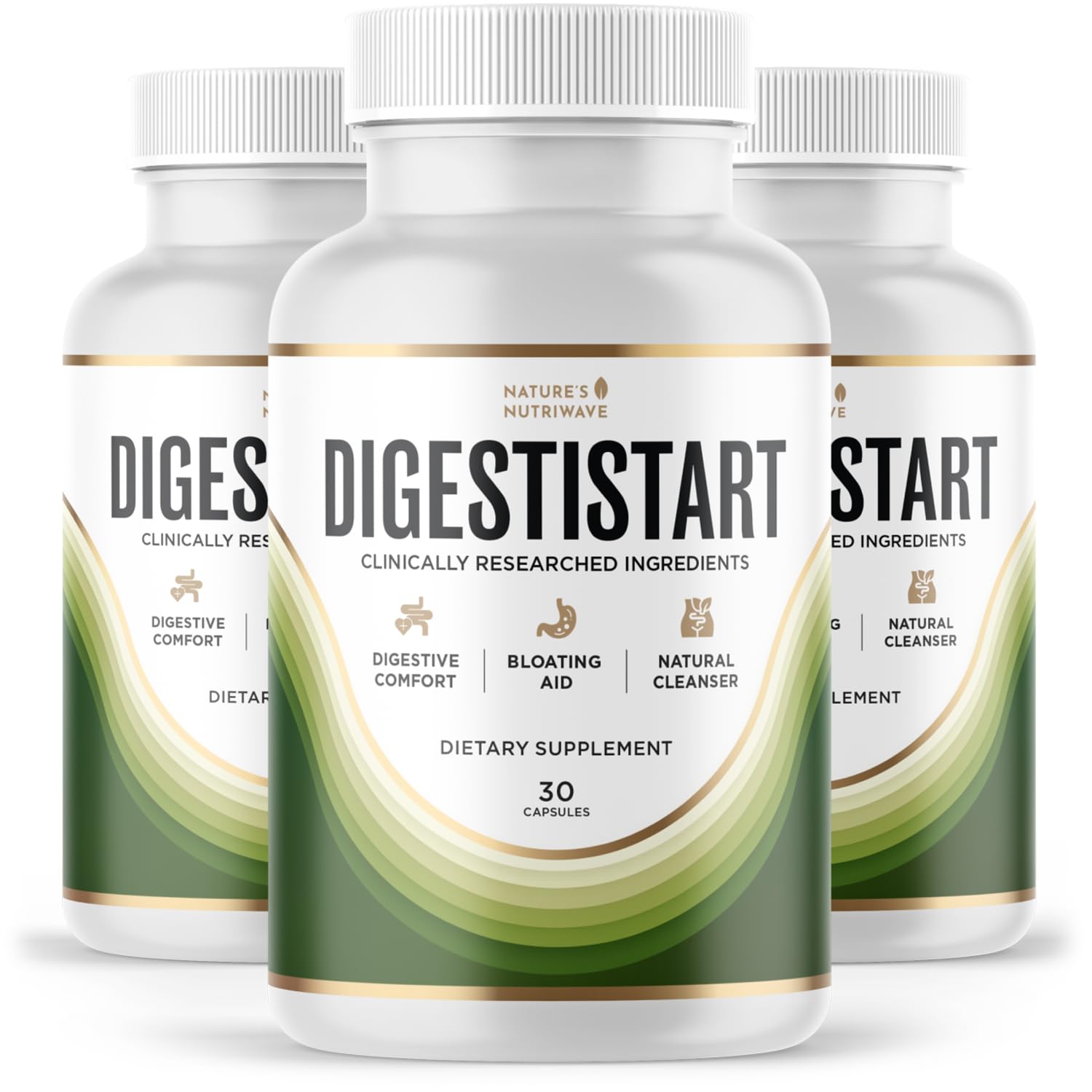 DigestiStart – Natural Digestive Supplement with Wild Yam, Poria Cocos & Bacopa Monnieri – Made in USA, Non-GMO, Easy-to-Take - 30 Capsules, 3 Month Supply - TrustMedUSA