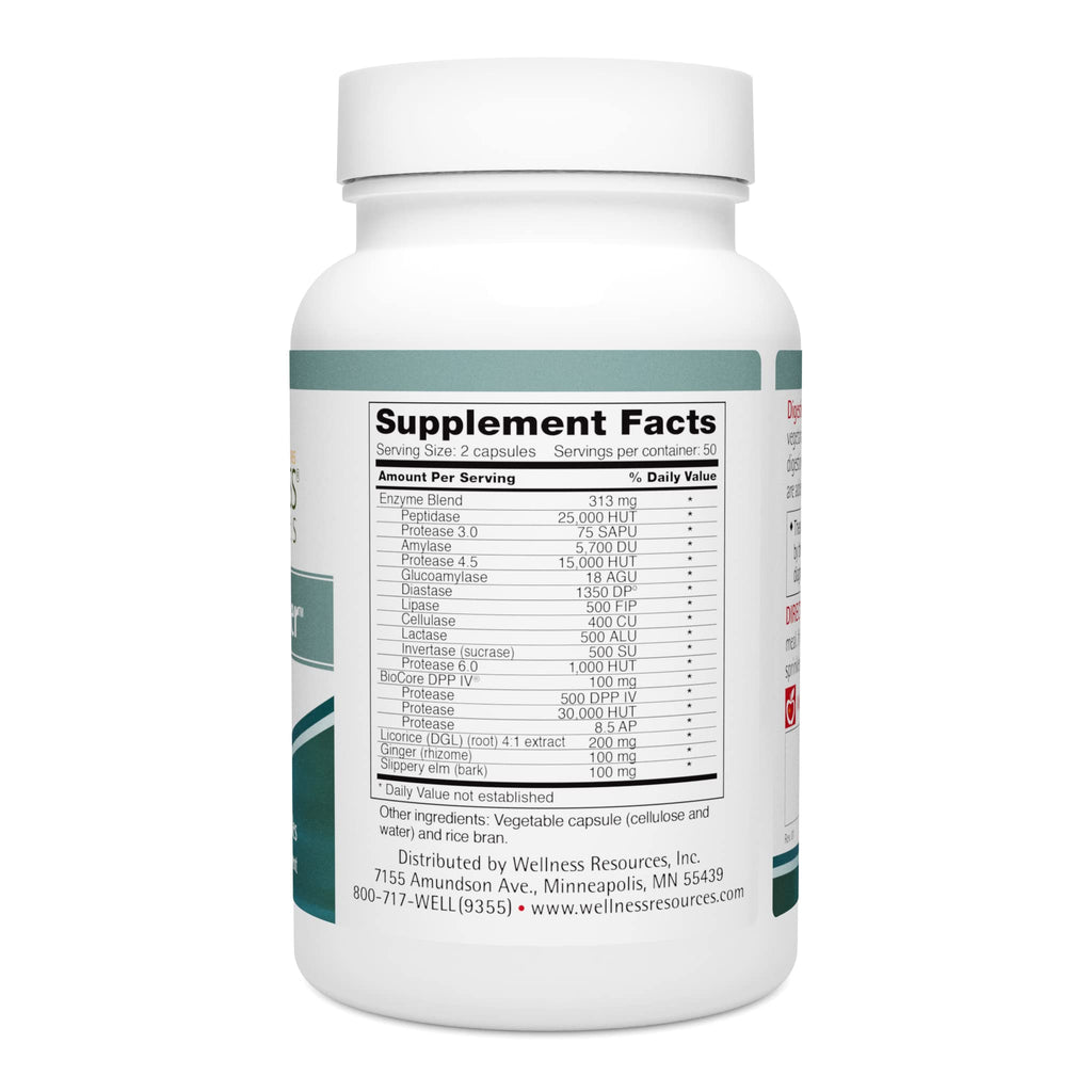 Digestive Helper with BioCore DPP IV, Multi Digestive Enzyme Supplement for Gluten Digestion and Breakdown of Fats, Casein, Proteins (100 Capsules, Vegetarian) - Maple Wellness Supplements