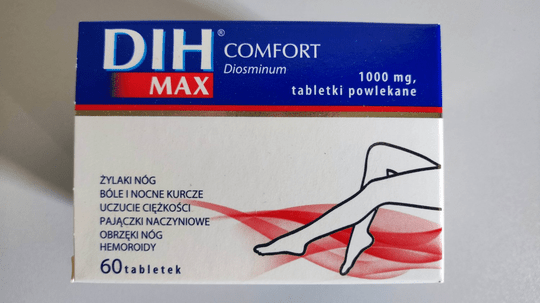 DIH MAX Comfort 1000mg 60 tablets - leg swelling, cramps, varicose - TrustMedUSA