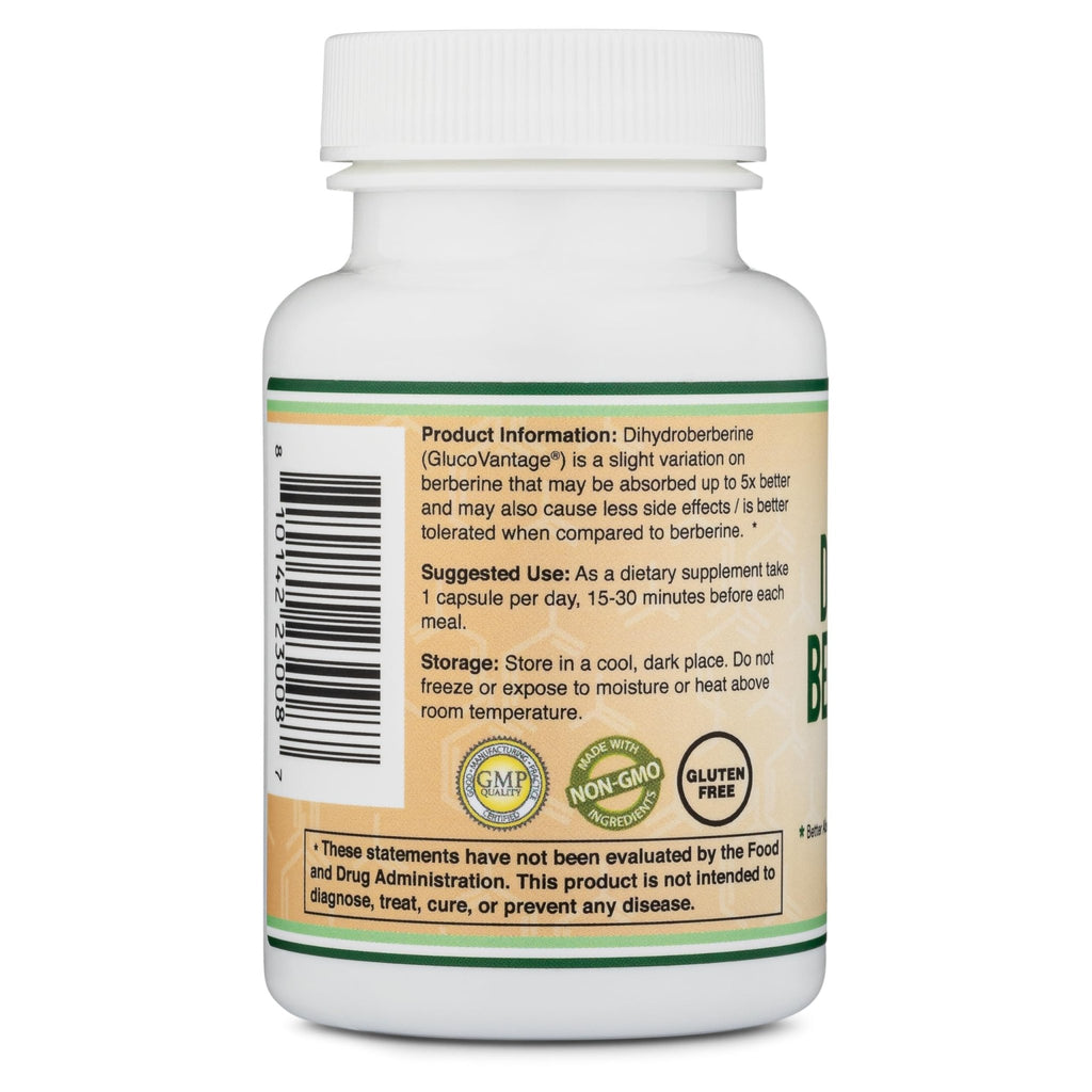 Dihydroberberine Supplement 100mg, 60 Capsules (Patented GlucoVantage Super - TrustMedUSA