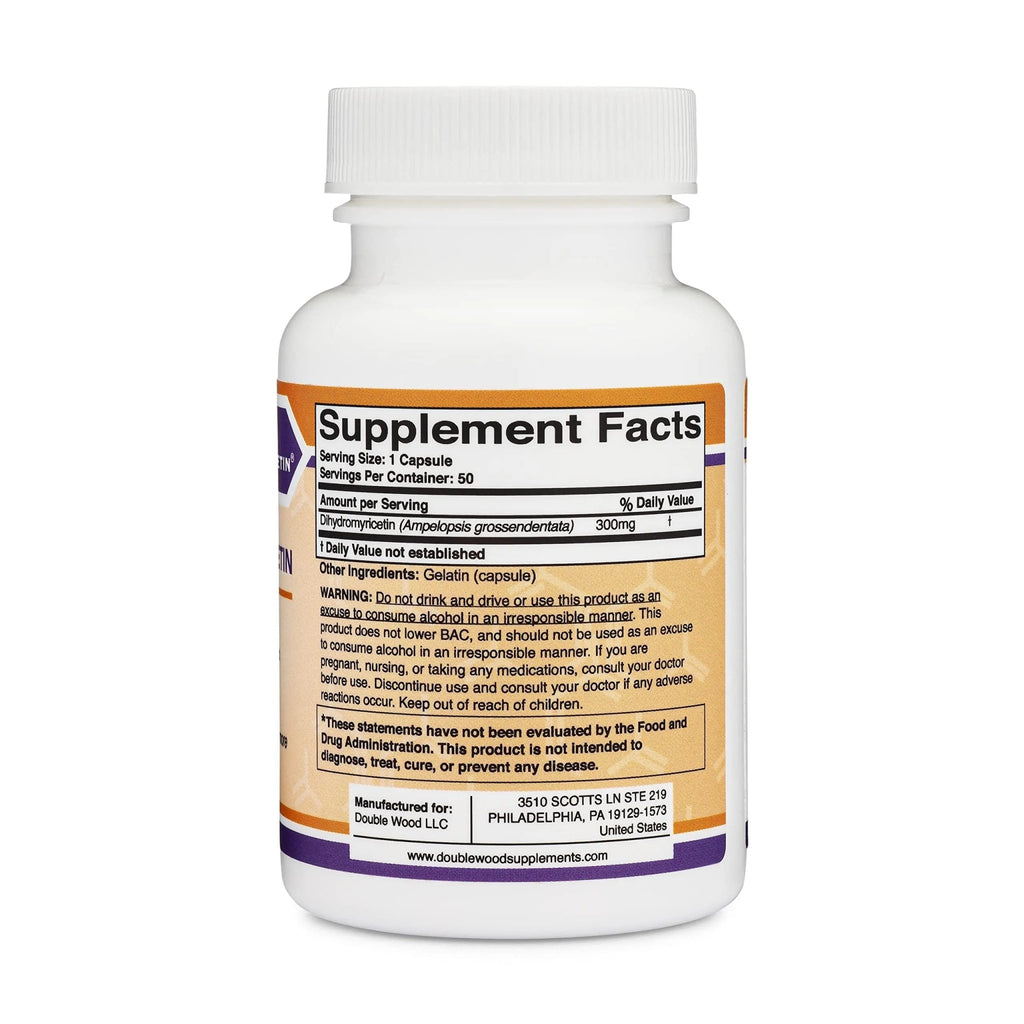 Dihydromyricetin (DHM) 50 Capsules, 300mg, Liver Support Supplement (Third Party - TrustMedUSA