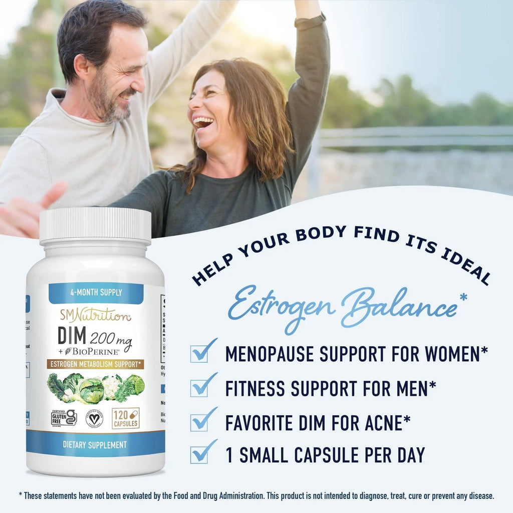 DIM Supplement 200 mg (120 Ct) | Estrogen Balance for Women & Men | Hormone Balance - TrustMedUSA