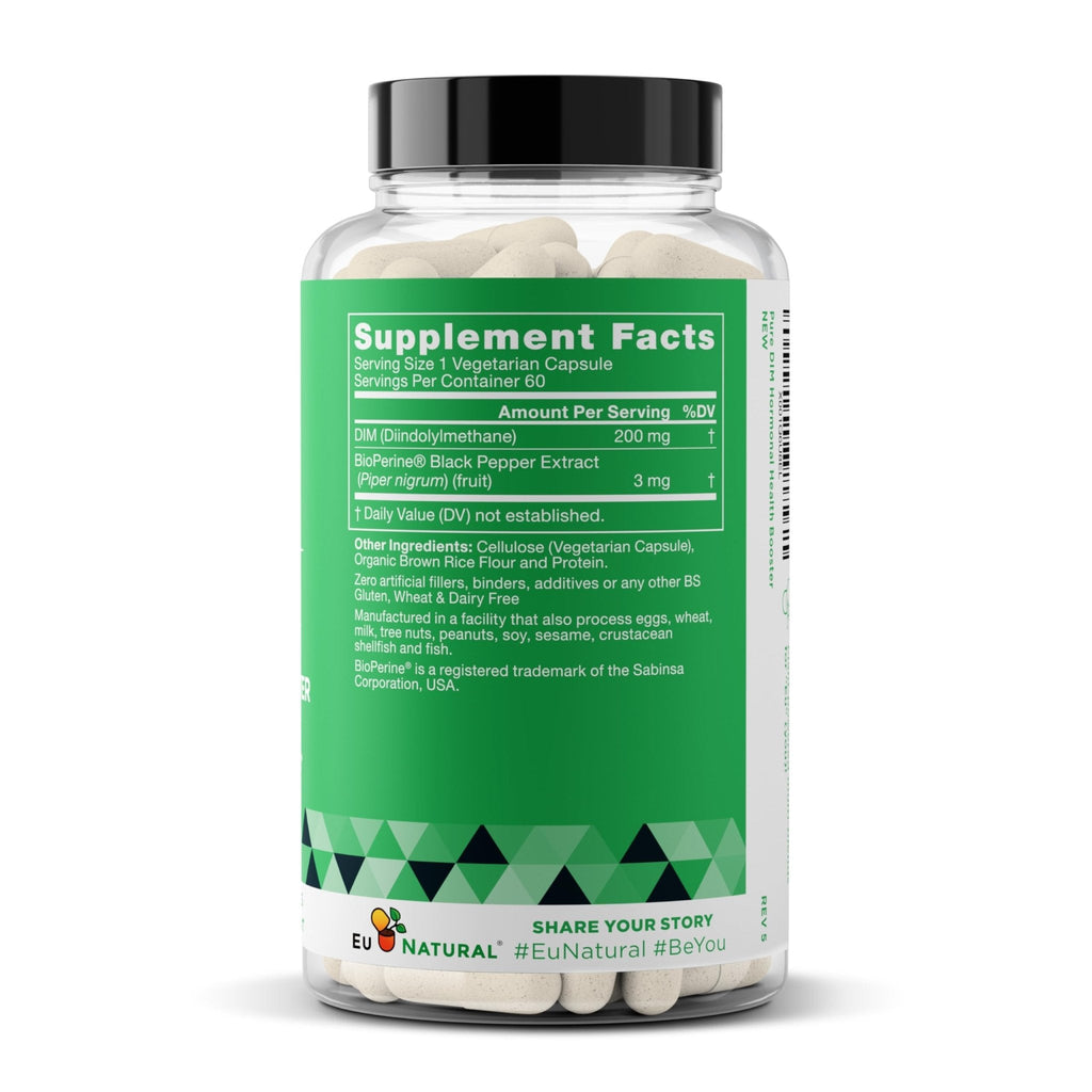 DIM Supplement Pure 200 Mg for Women or Men - Estrogen Hormone Balance Supplement for Energy, Fatigue, Stress, Menopause, Hot Flashes - Enhanced Bioavailability BioPerine - 60 Vegan Soft Capsules - Maple Wellness Supplements