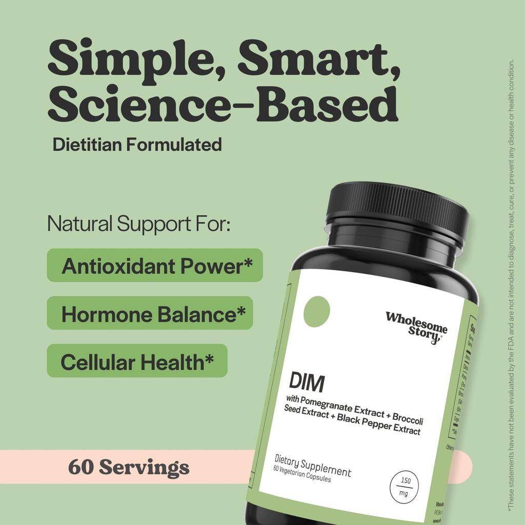 DIM Supplement Women | DIM SGS | Pomegranate, Broccoli and Black Pepper Blend | Estrogen & Hormone Balance for Women | Cell and Tissue Health | 60-Day Supply | Clean Label Project Certified - TrustMedUSA