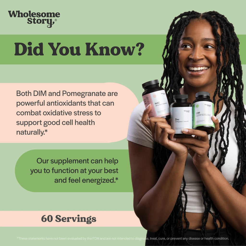 DIM Supplement Women | DIM SGS | Pomegranate, Broccoli and Black Pepper Blend | Estrogen & Hormone Balance for Women | Cell and Tissue Health | 60-Day Supply | Clean Label Project Certified - TrustMedUSA