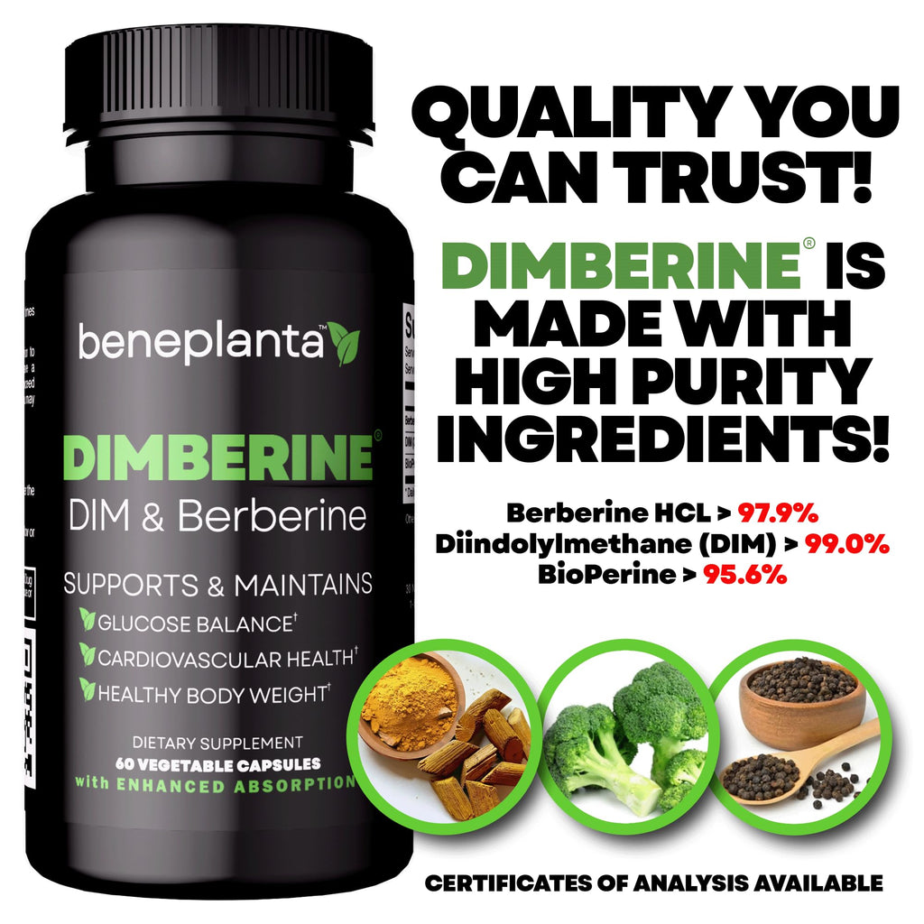 Dimberine - DIM & Berberine, High Purity Enhanced Absorption Formula - 60 Capsules - TrustMedUSA