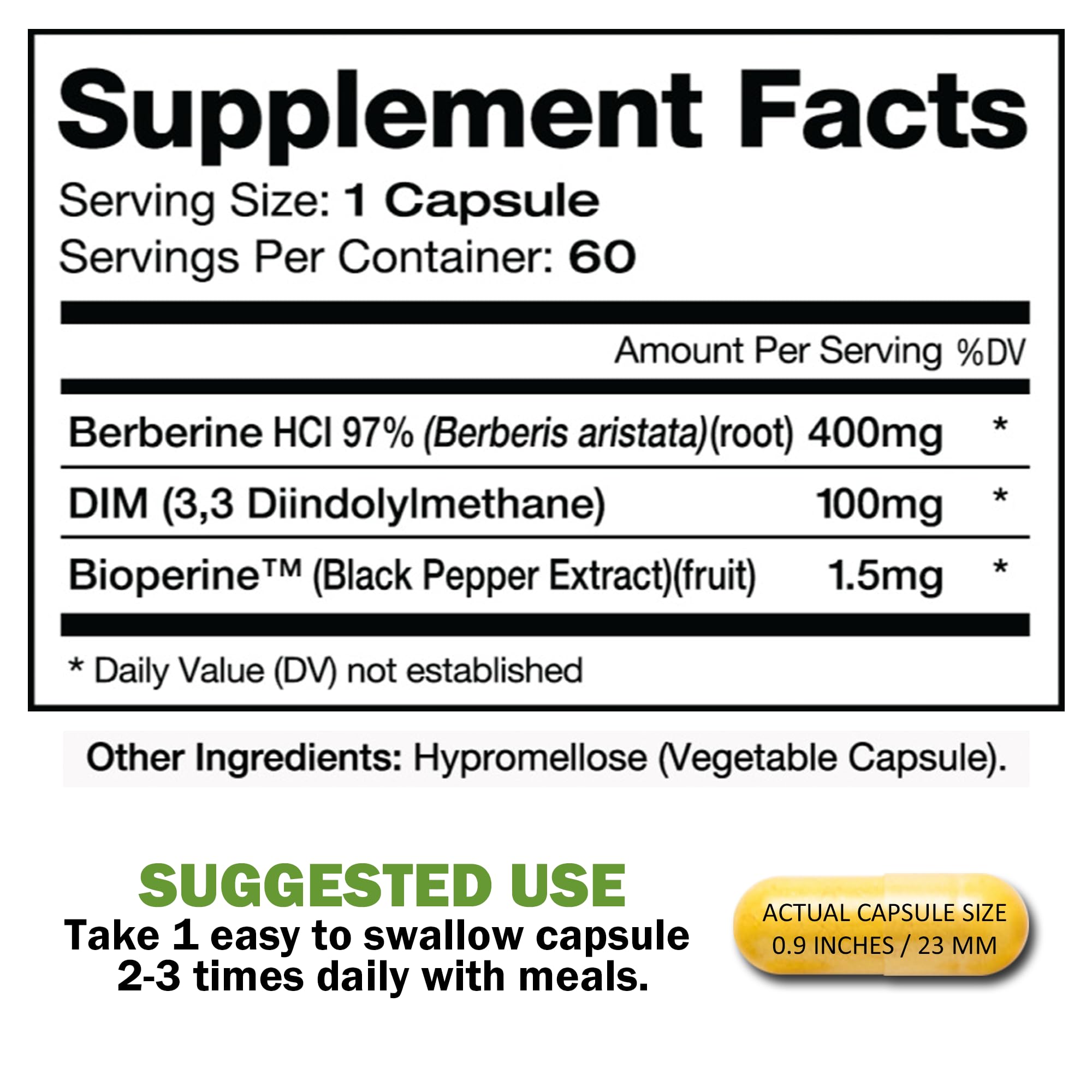 Dimberine - DIM & Berberine, High Purity Enhanced Absorption Formula - 60 Capsules - TrustMedUSA