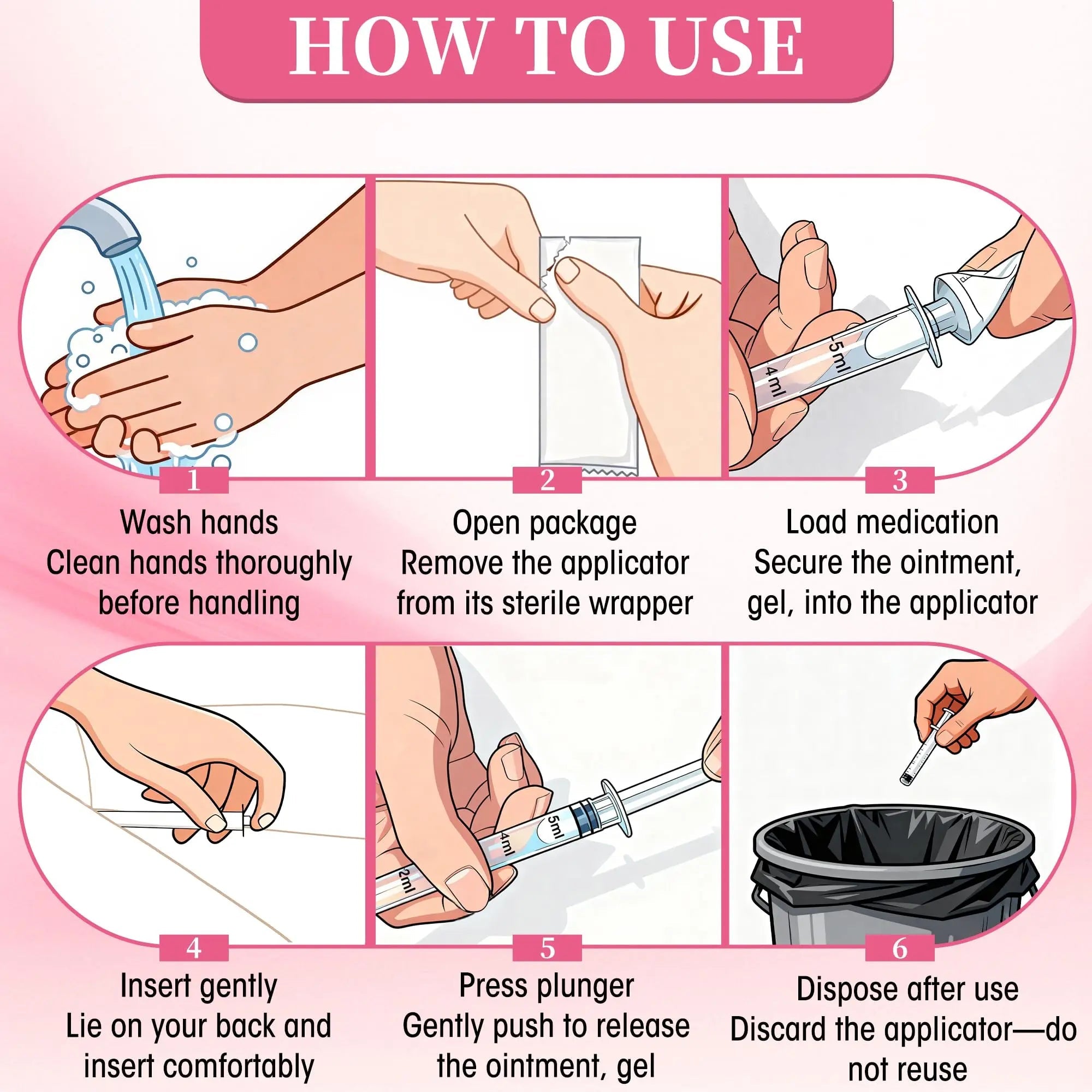 Disposable Vaginal Suppository Applicator for Women – 8ml Lube Injector Syringes with Smooth Tip, Fits Most Creams Gels Pills Tablet Suppositories, Sterilized Individually Wrapped, Pack of 20 - TrustMedUSA