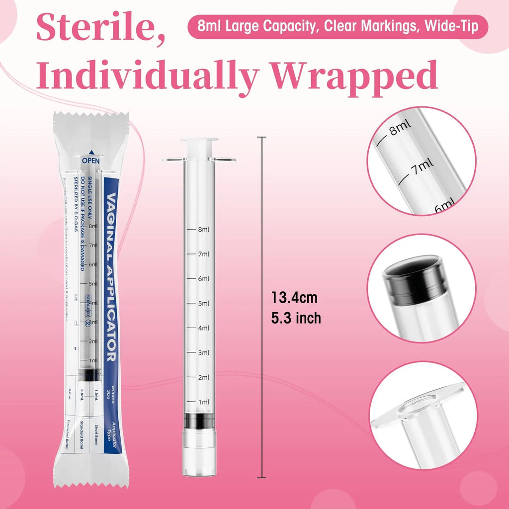 Disposable Vaginal Suppository Applicator for Women – 8ml Lube Injector Syringes with Smooth Tip, Fits Most Creams Gels Pills Tablet Suppositories, Sterilized Individually Wrapped, Pack of 20 - TrustMedUSA