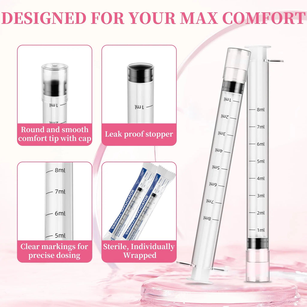 Disposable Vaginal Suppository Applicator for Women – 8ml Lube Injector Syringes with Smooth Tip, Fits Most Creams Gels Pills Tablet Suppositories, Sterilized Individually Wrapped, Pack of 20 - TrustMedUSA