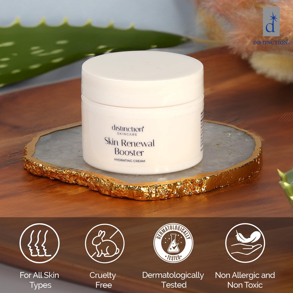 Distinction Skin Renewal Booster – Hydrating Face Moisturizer – Anti Aging Cream for Fine Lines & Wrinkles – Hydrates, Softens & Boosts Radiance – Daily Facial Cream for All Skin Types – 1 Oz - Maple Wellness Supplements