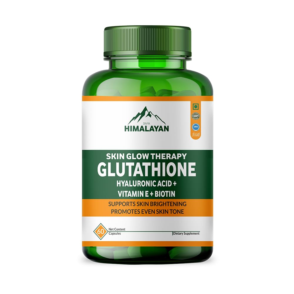 Divyhimalayan L-Glutathione 1000mg - 98% Pure Reduced Form with Vitamin C & ALA for Radiant Skin, Antioxidant & Immune Support - 60 Capsules - TrustMedUSA