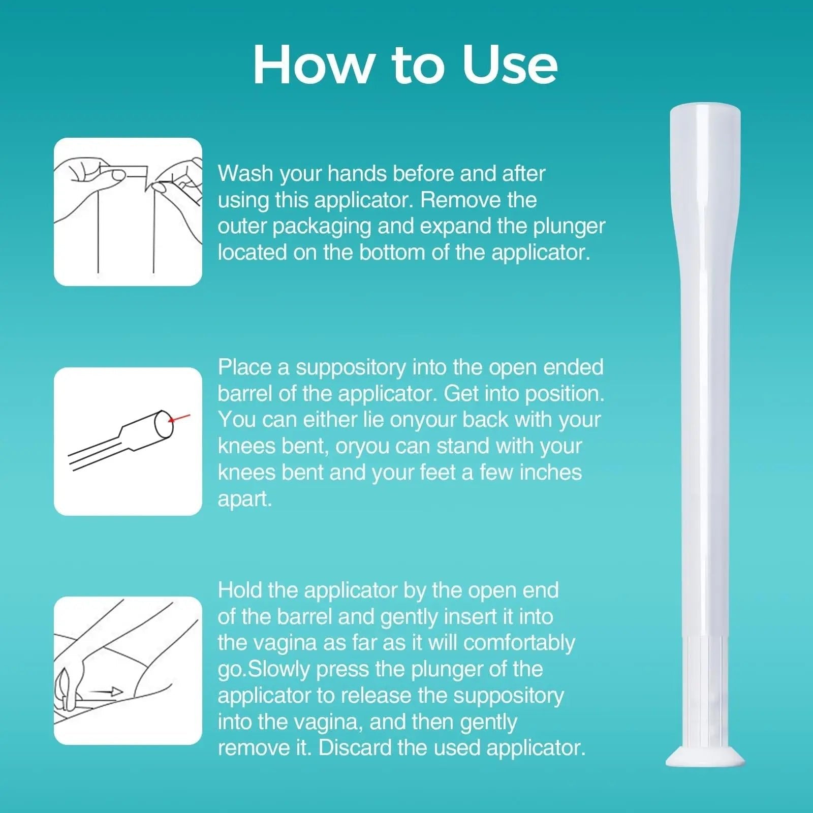 Dizzily 30 Pack Disposable Vaginal Suppository Applicators for Women, Individually Wrapped, Hygienic - Fits Most Boric Acid Suppositories, Pills, Tablet, Cap-sules and Feminine Care Applicator - TrustMedUSA