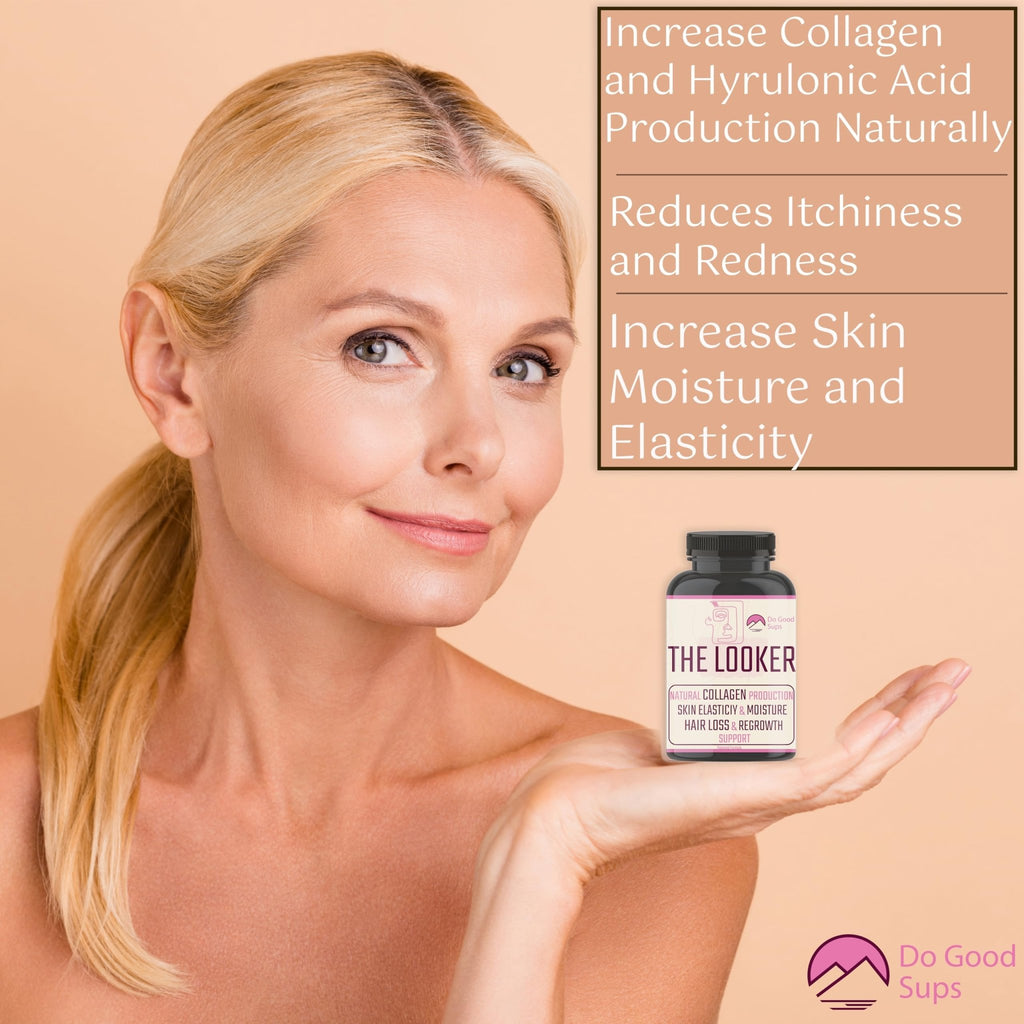 Do Good Sups The Looker 60 Caps- Skin Hair and Nails Vitamins - Natural Collagen Production - Reduces Hair Thinning - Skin Elasticity - Skin Moisture - Plant Sterols Bromelain Zinc Vitamin E Selenium - TrustMedUSA
