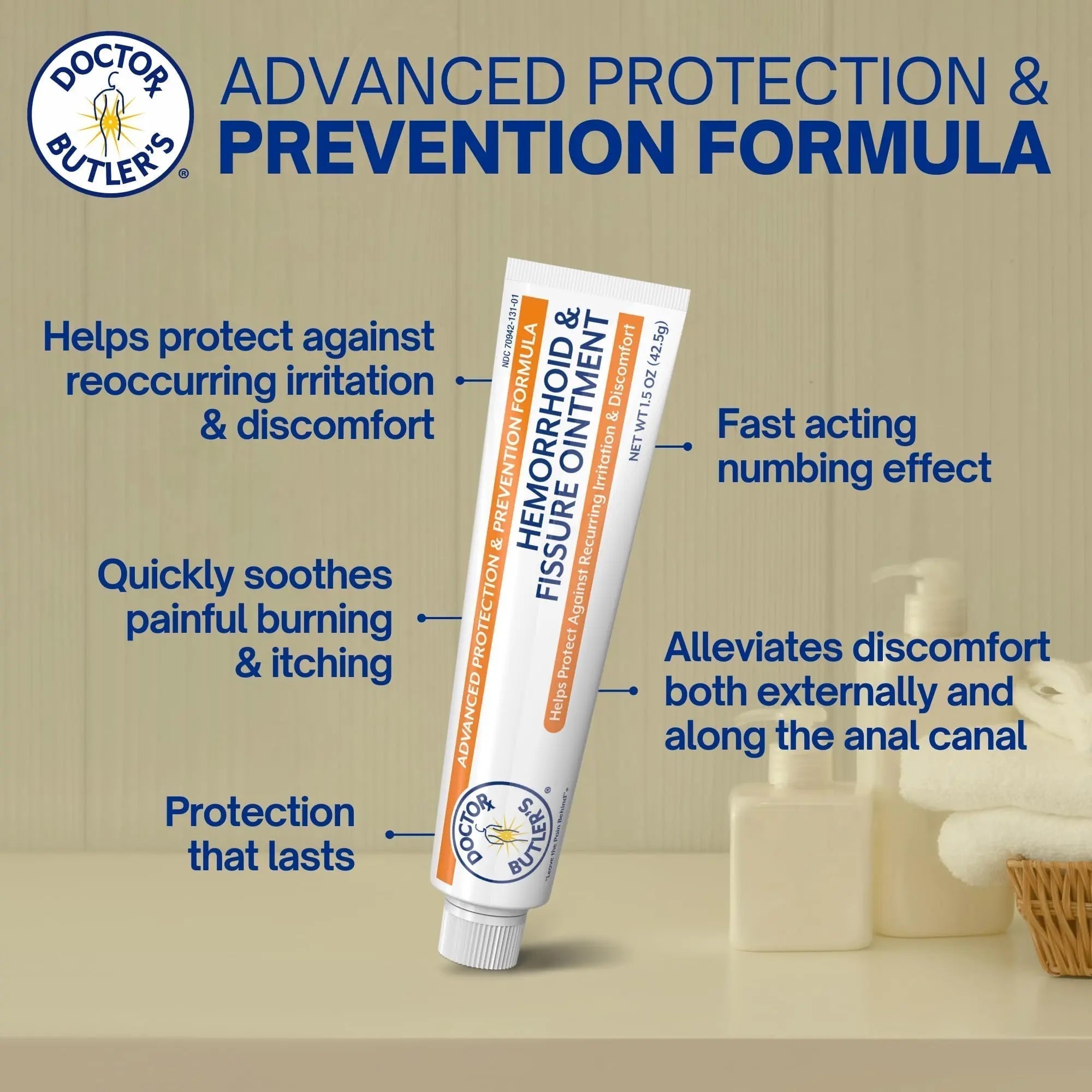 Doctor Butler's Advanced Hemorrhoid & Fissure Ointment – Lidocaine Hemorrhoid Treatment and Fissure Treatment Extra Strength Formula, Heals and Provides Fast Pain and Itch Relief* (1.5 oz.) - TrustMedUSA