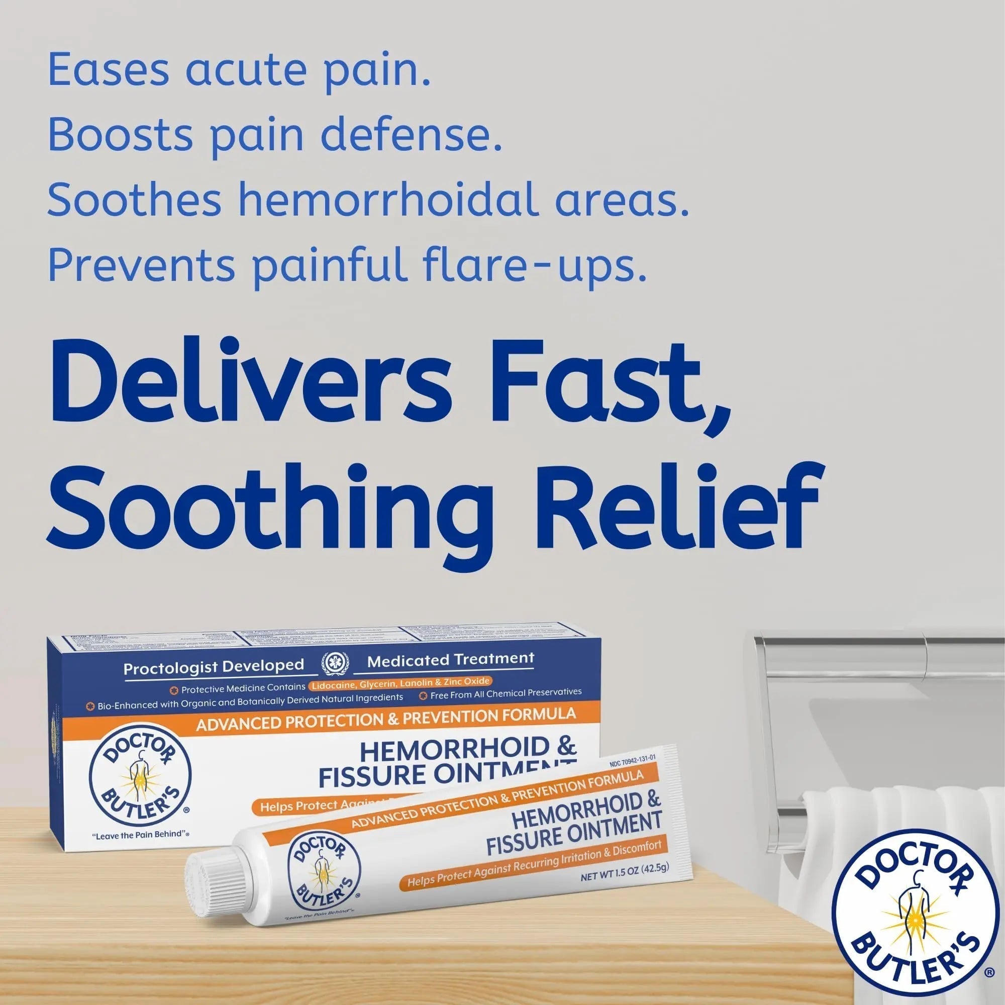 Doctor Butler's Advanced Hemorrhoid & Fissure Ointment – Lidocaine Hemorrhoid Treatment and Fissure Treatment Extra Strength Formula, Heals and Provides Fast Pain and Itch Relief* (1.5 oz.) - TrustMedUSA