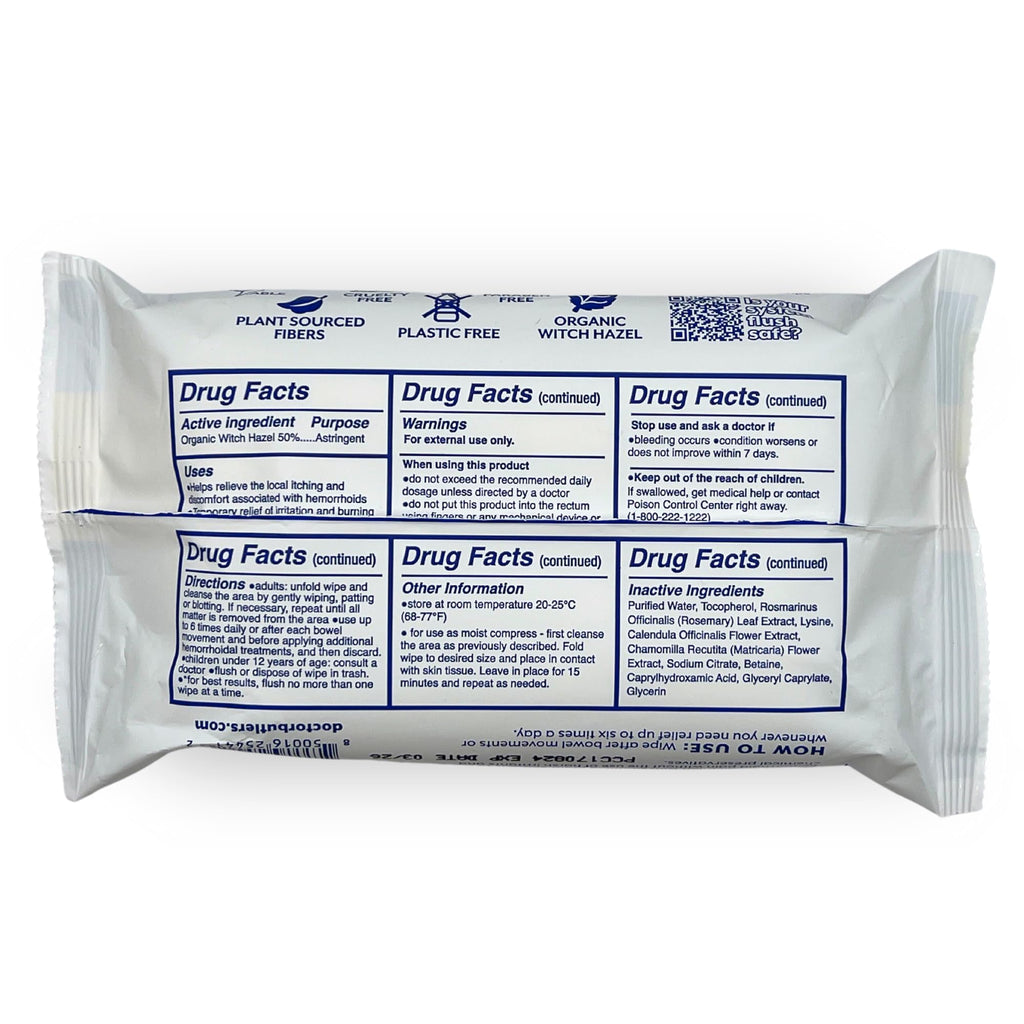 Doctor Butler's Flushable Hemorrhoid Wipes – Flushable Wipes with Witch Hazel to Soothe and Bring Relief from Discomfort Associated with Hemorrhoids (48 Wipes) - TrustMedUSA