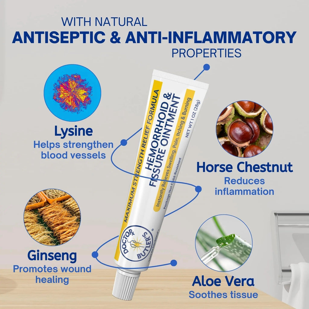 Doctor Butler’s Hemorrhoid & Fissure Ointment – Hemorrhoid Treatment and Hemorrhoid Cream with Lidocaine and Phenylephrine HCI for Fast Acting Relief of Pain, Swelling, Discomfort, and Itching (1 oz.) - TrustMedUSA
