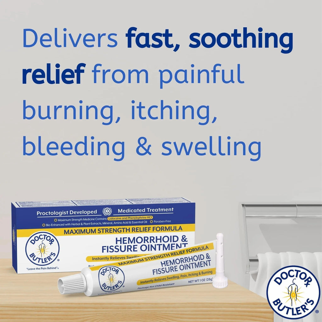 Doctor Butler’s Hemorrhoid & Fissure Ointment – Hemorrhoid Treatment and Hemorrhoid Cream with Lidocaine and Phenylephrine HCI for Fast Acting Relief of Pain, Swelling, Discomfort, and Itching (1 oz.) - TrustMedUSA