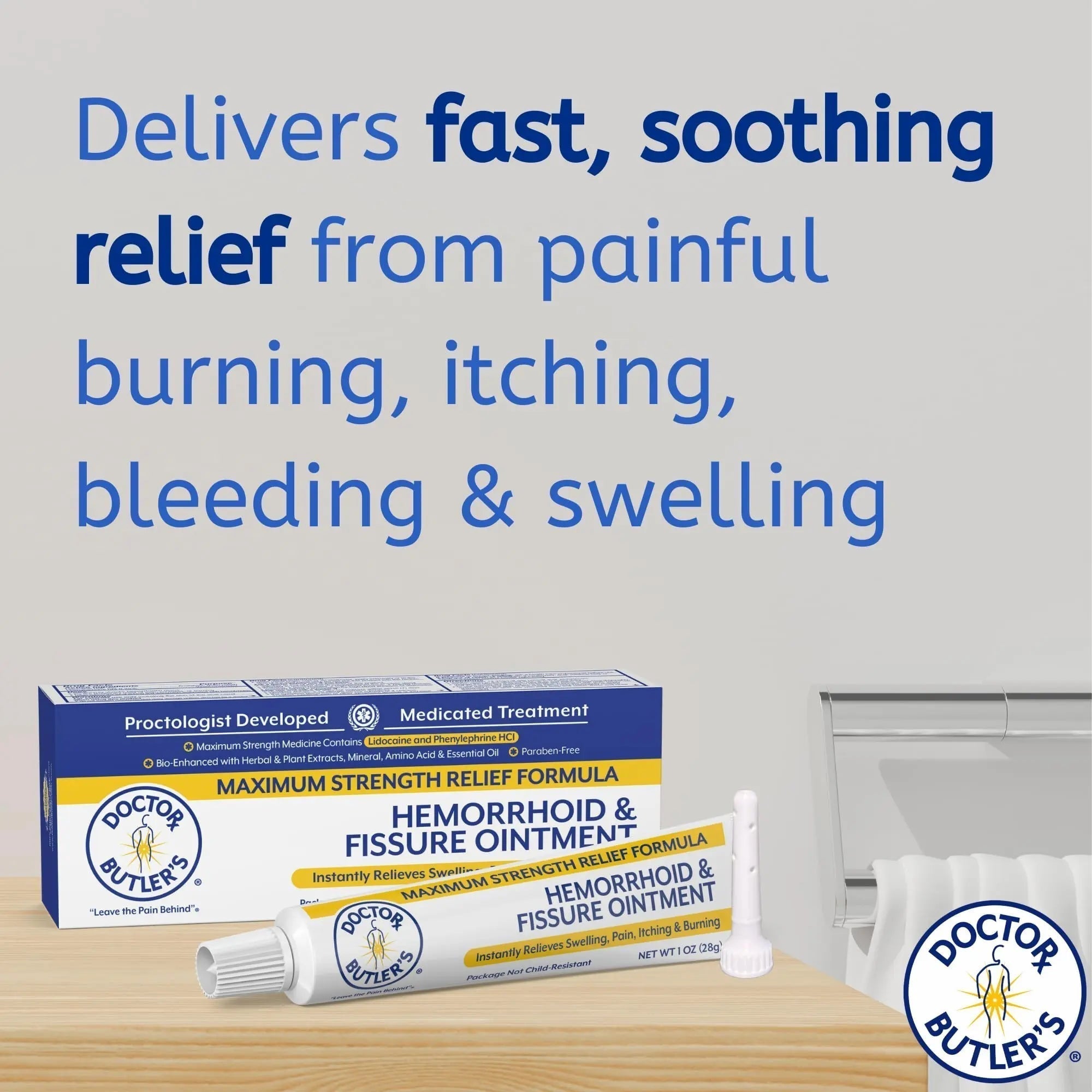 Doctor Butler’s Hemorrhoid & Fissure Ointment – Hemorrhoid Treatment and Hemorrhoid Cream with Lidocaine and Phenylephrine HCI for Fast Acting Relief of Pain, Swelling, Discomfort, and Itching (1 oz.) - TrustMedUSA