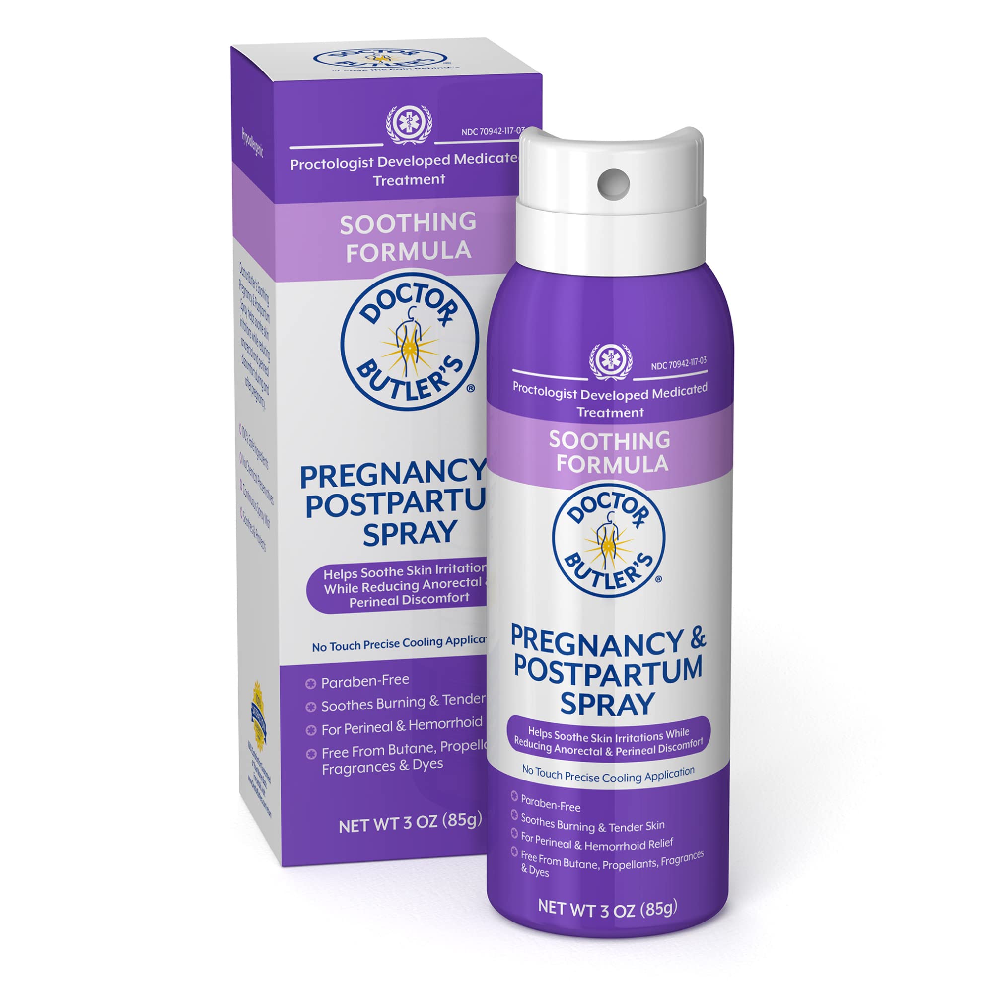 Doctor Butler's Pregnancy & Postpartum Spray - Perineal Spray and Hemorrhoid Treatment with Aloe and Chamomile, Pregnancy Support and Postpartum Essentials, Paraben Free (3oz) - TrustMedUSA