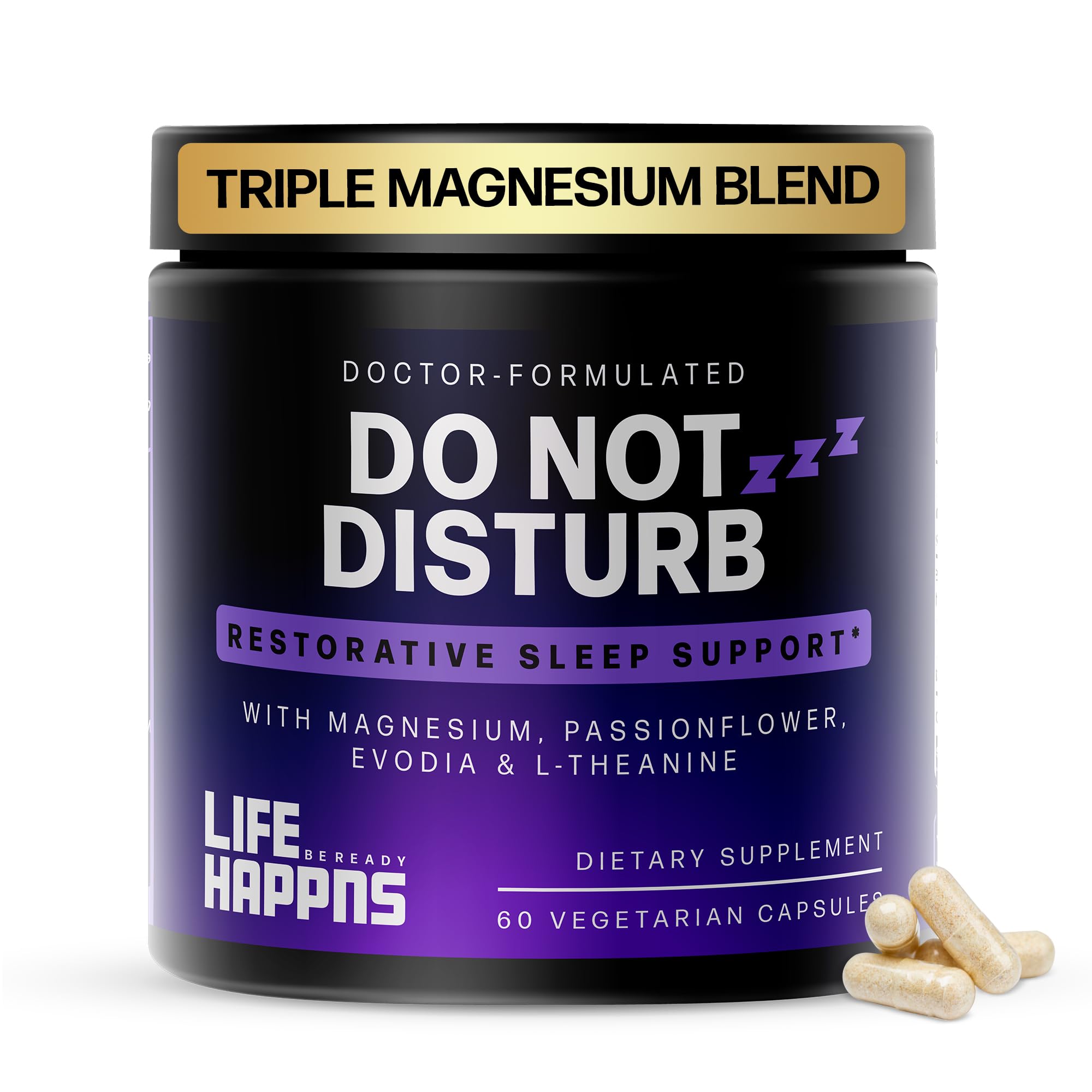 Doctor Formulated Triple Magnesium for Sleep, Calm & Relaxation with Chelated Magnesium Glycinate, L-Theanine, Passionflower & Evodia – Non-Habit, No Melatonin Magnesium Sleep Aid Support Supplement - TrustMedUSA