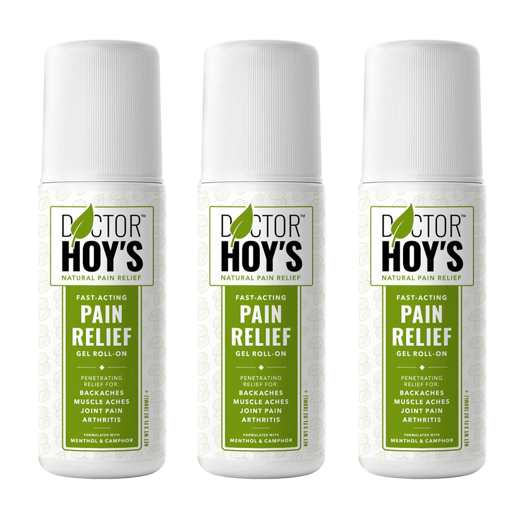 DOCTOR HOY'S Natural Pain Relief Gel, Water Based with Arnica, Anti-Inflammatory, Clean, Safe and Effective Natural Pain Relief, 3 oz. Roll-On, 3pk - TrustMedUSA