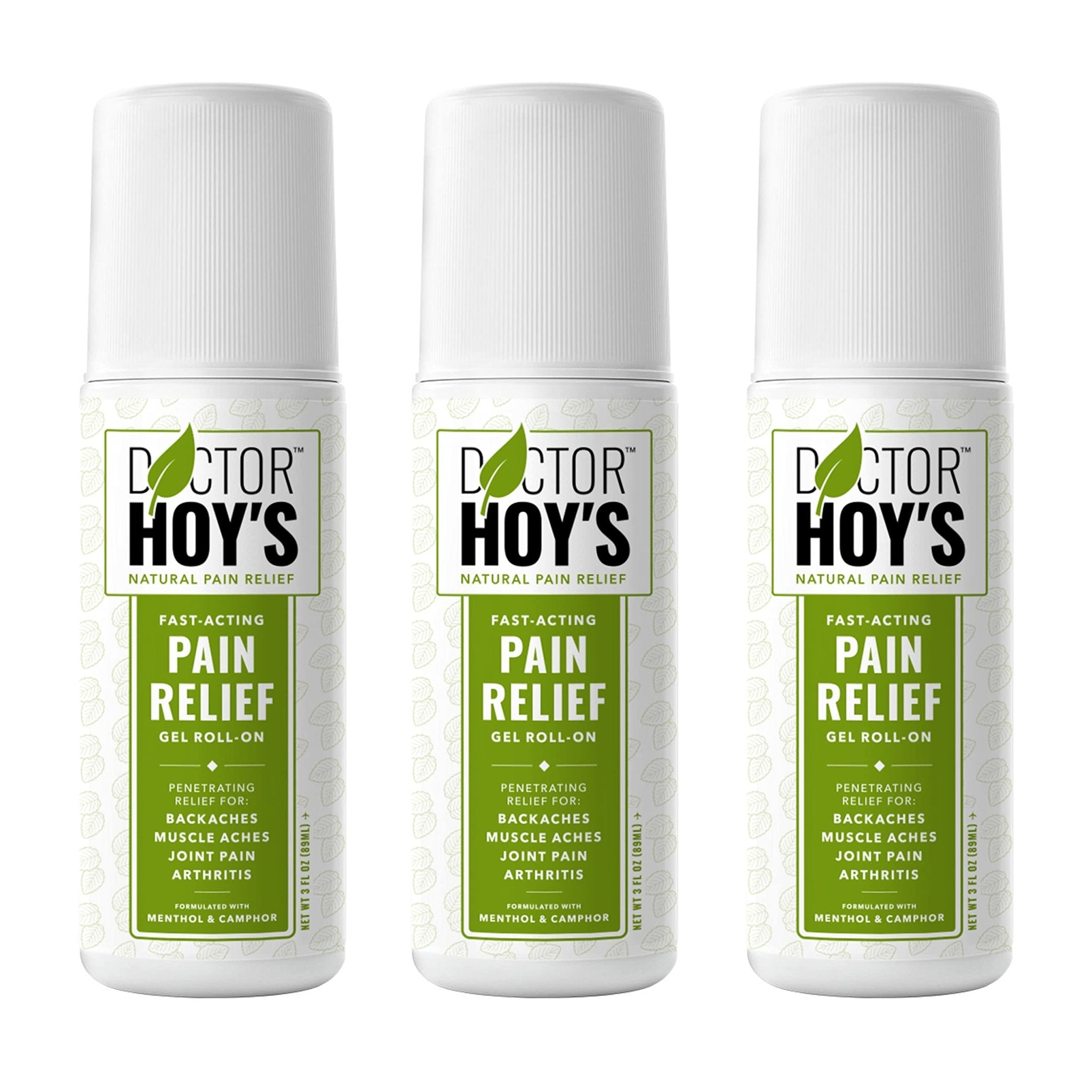 DOCTOR HOY'S Natural Pain Relief Gel, Water Based with Arnica, Anti-Inflammatory, Clean, Safe and Effective Natural Pain Relief, 3 oz. Roll-On, 3pk - TrustMedUSA