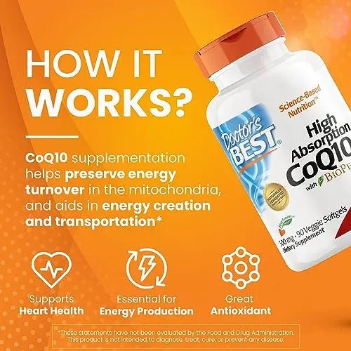 Doctor's Best High Absorption CoQ10 with BioPerine, Heart Health & Energy Production - TrustMedUSA