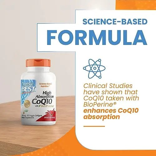 Doctor's Best High Absorption CoQ10 with BioPerine, Heart Health & Energy Production - TrustMedUSA